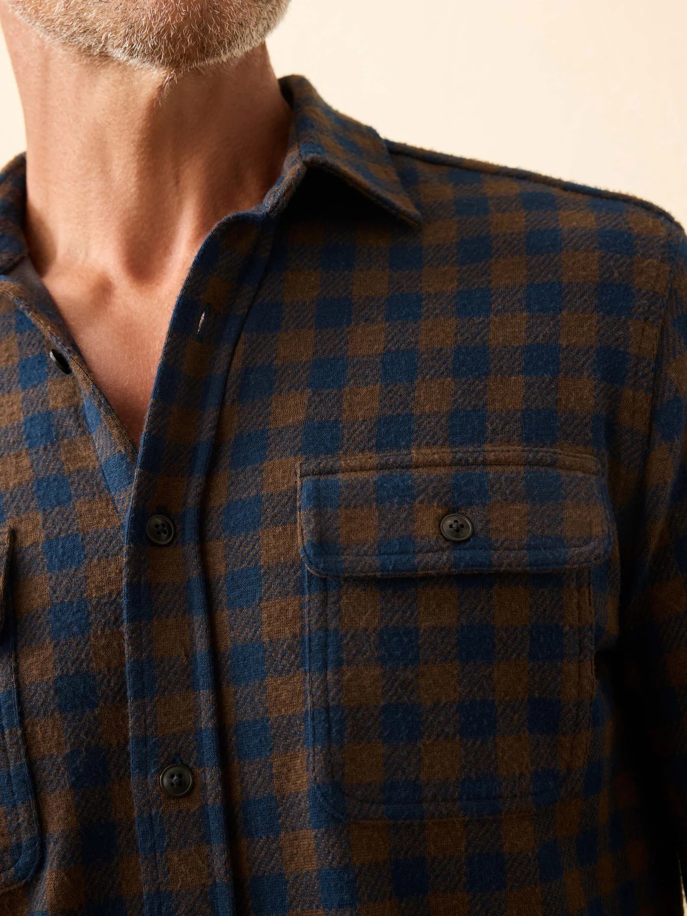 LEGEND SWEATER SHIRT - NAVY WOODLAND CHECK