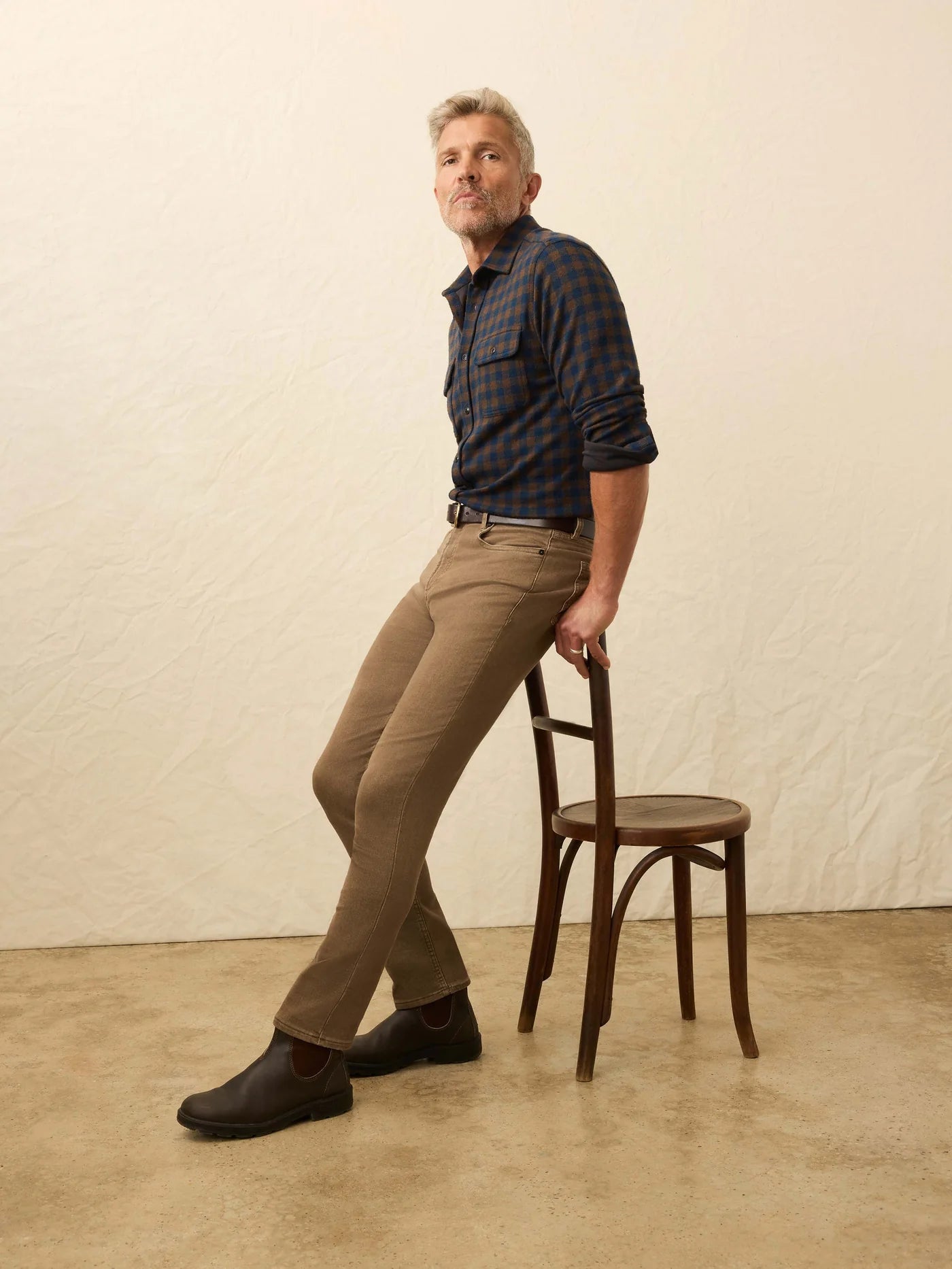 LEGEND SWEATER SHIRT - NAVY WOODLAND CHECK