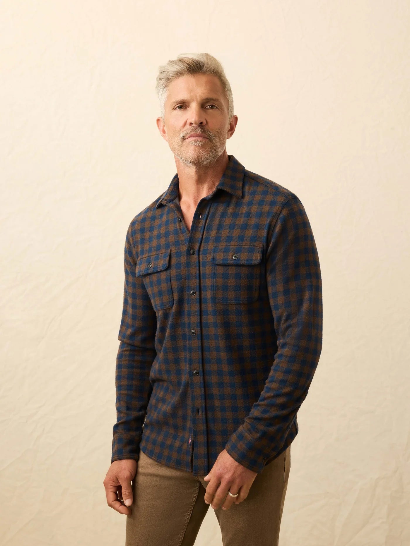 LEGEND SWEATER SHIRT - NAVY WOODLAND CHECK