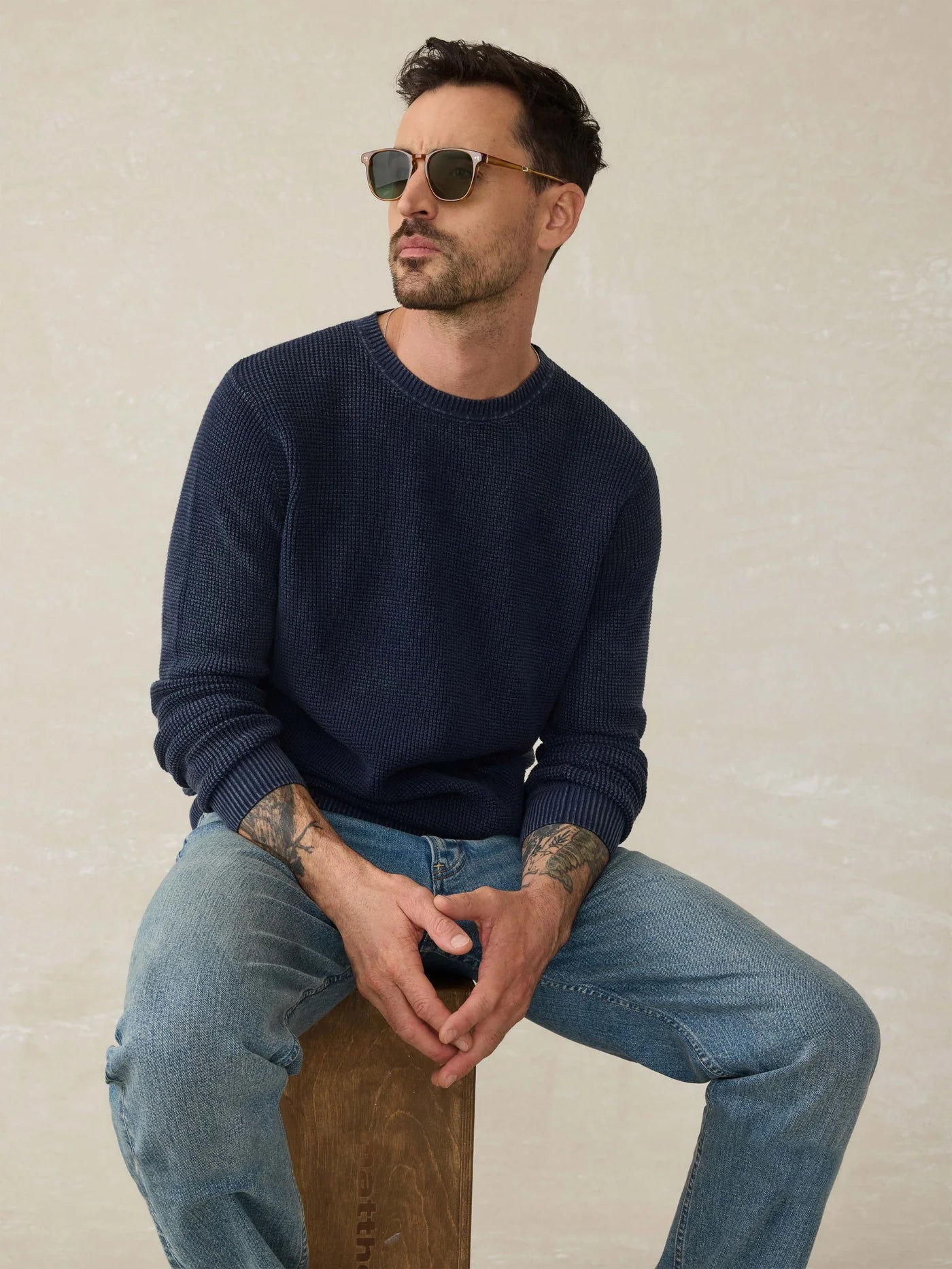 SUNWASHED CREWNECK SWEATER - BLUE NIGHTS