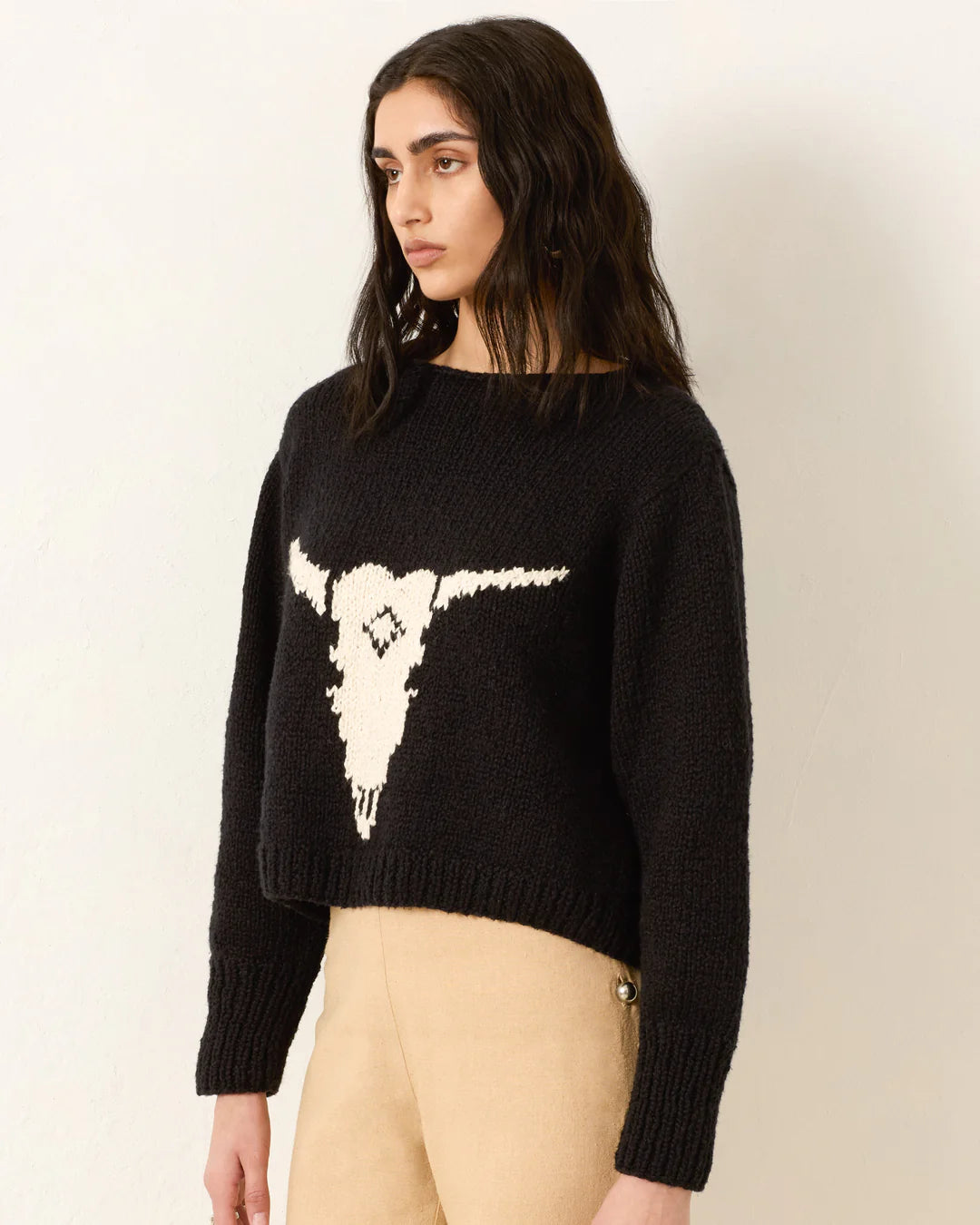 LEIGH SKULL SWEATER - BLACK
