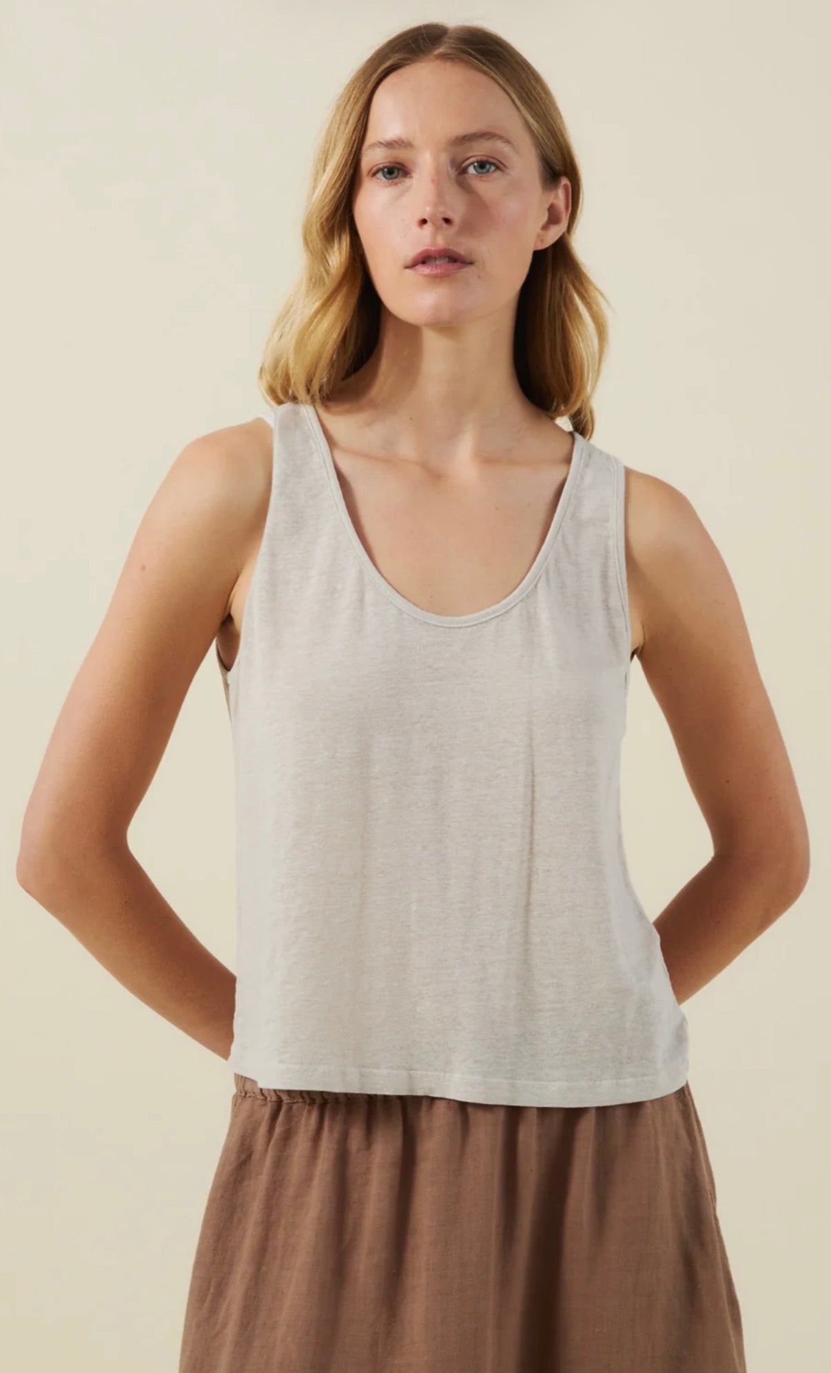 KYLIE LINEN KNIT TANK - WHITE