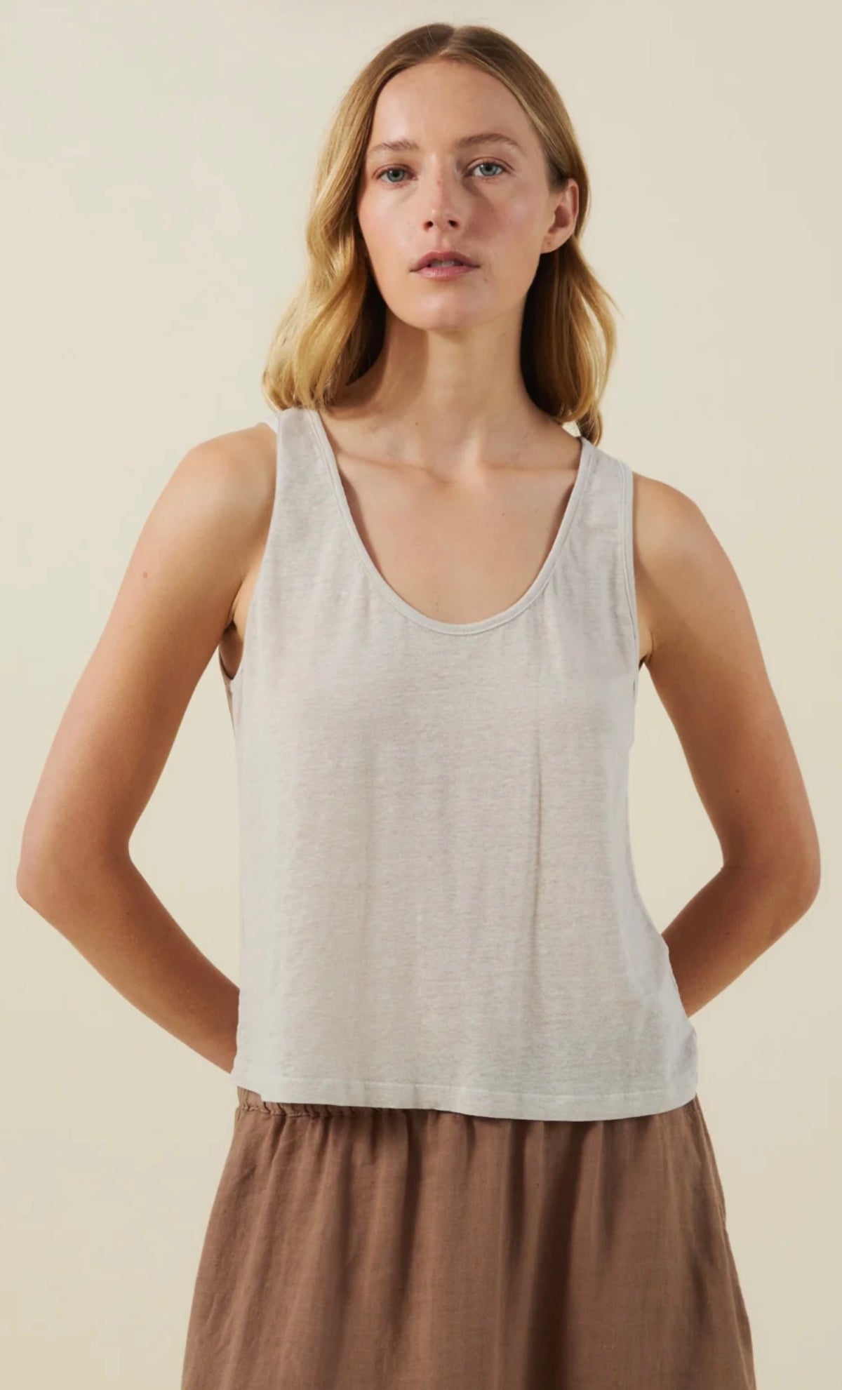 KYLIE LINEN KNIT TANK - WHITE