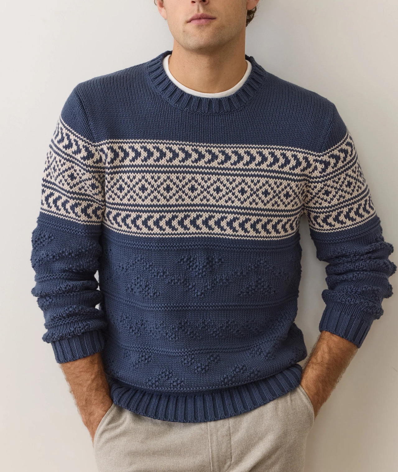 ERIK TEXTURED SWEATER - NAVY