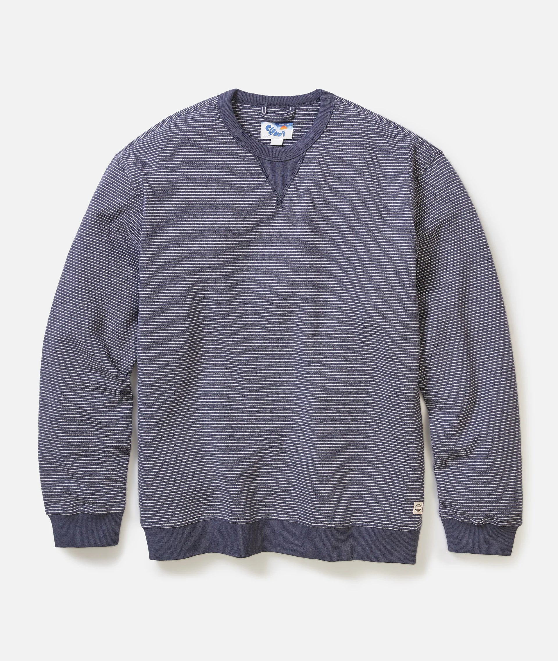 RELAXED CLOUD 9 FLEECE CREWNECK - NAVY MINI STRIPE
