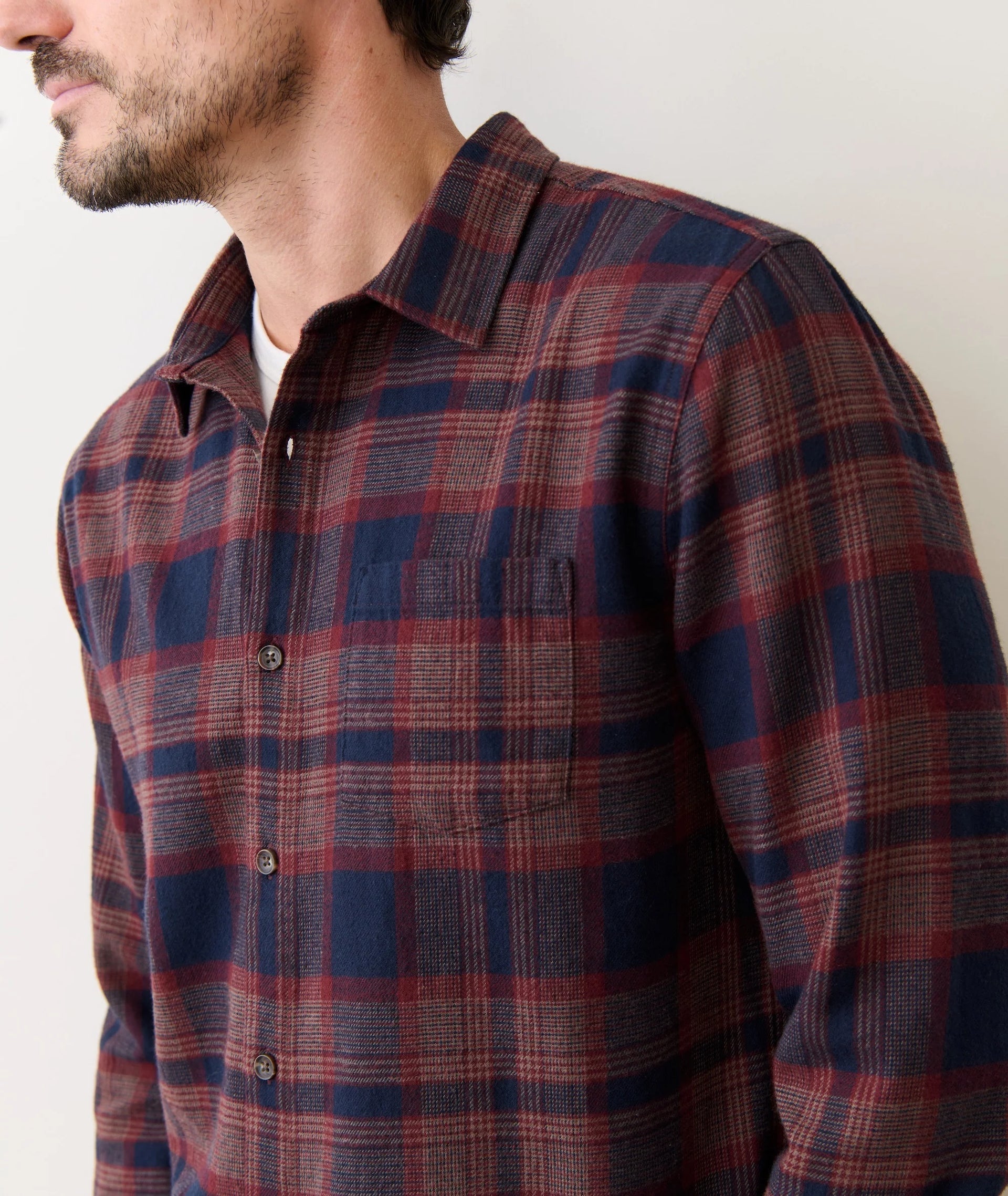 TAHOE FLANNEL SHIRT - NAVY/BURGUNDY