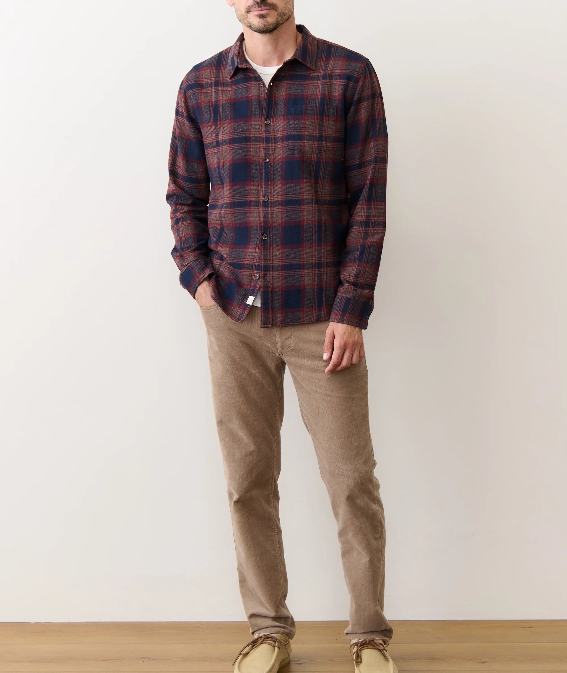 TAHOE FLANNEL SHIRT - NAVY/BURGUNDY