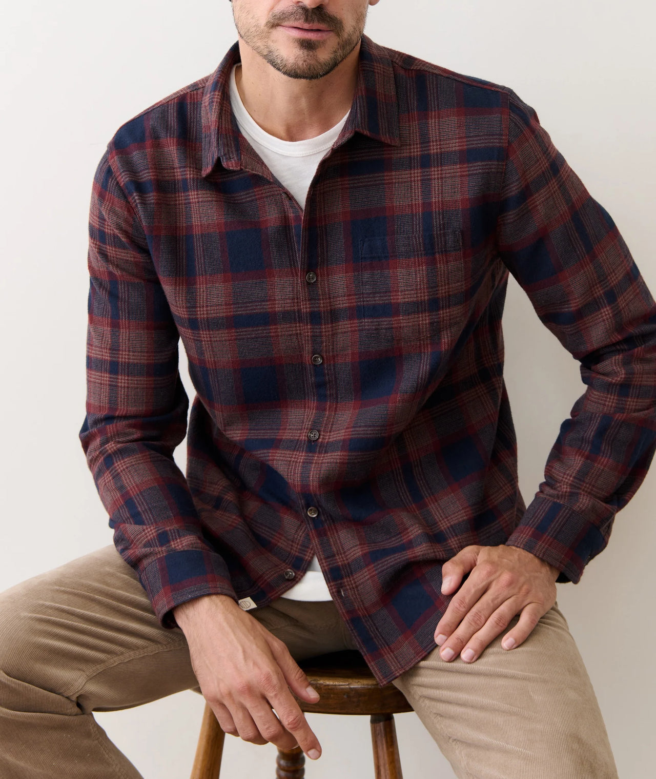 TAHOE FLANNEL SHIRT - NAVY/BURGUNDY