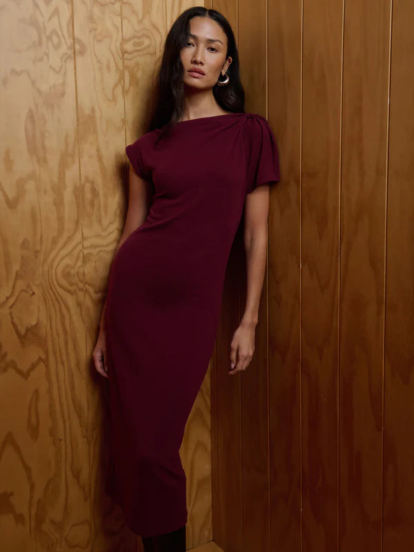 HALLIE MIDI DRESS - PORT