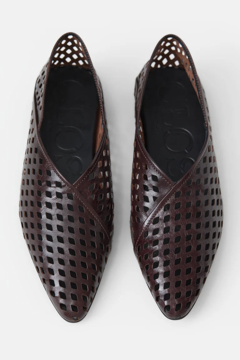 LEATHER BALLERINA - DARK BROWN