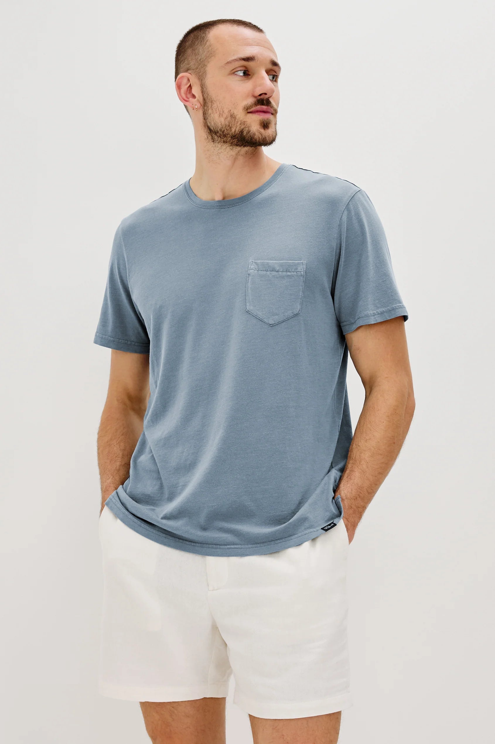 JOHNNY POCKET TEE - STEEL