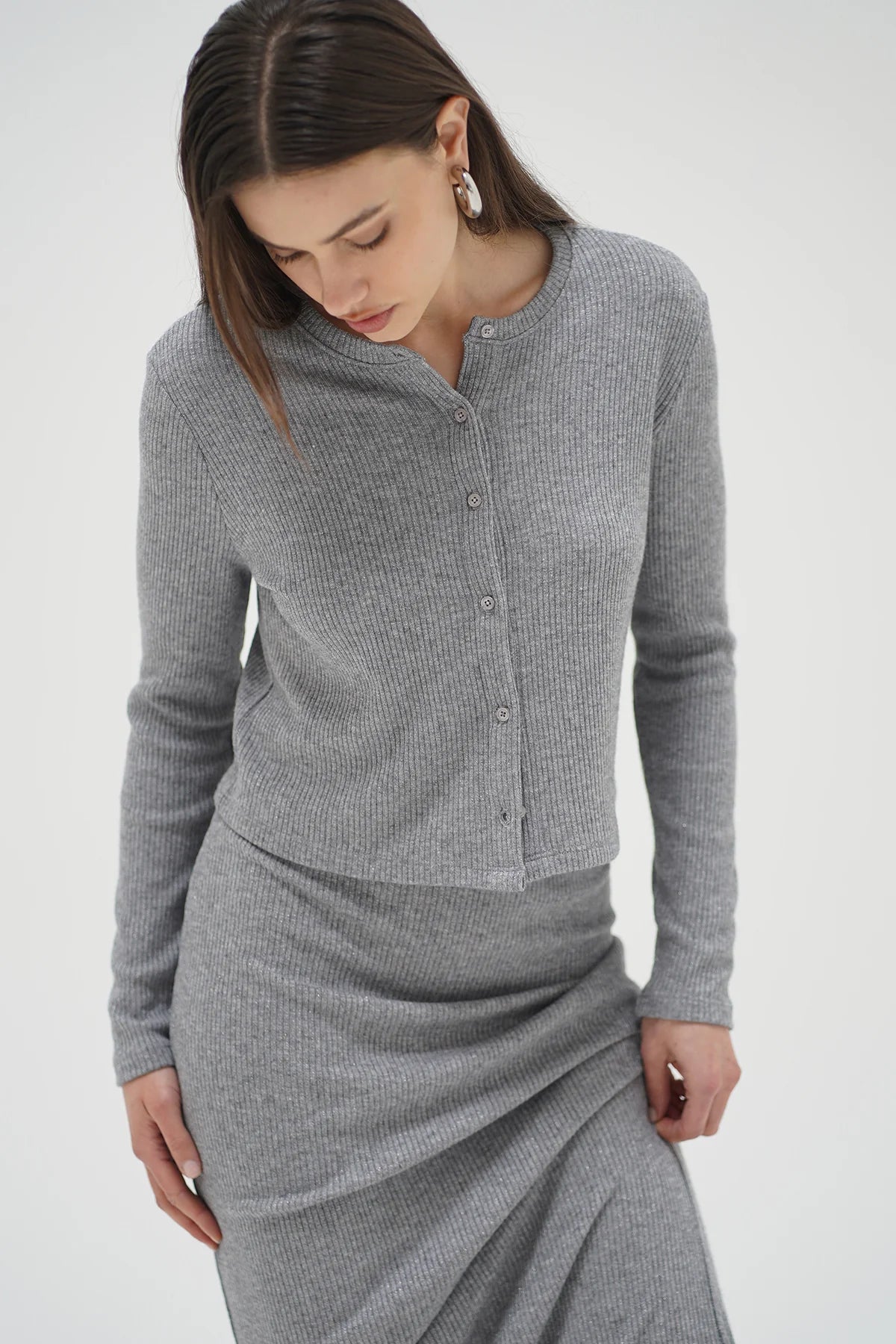 MIRA CARDIGAN - SILVER GREY