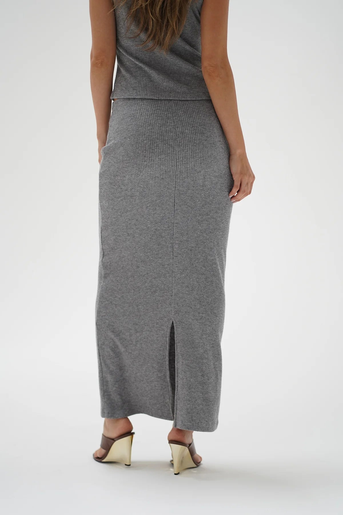 SOPH COLUMN SKIRT - SILVER GREY