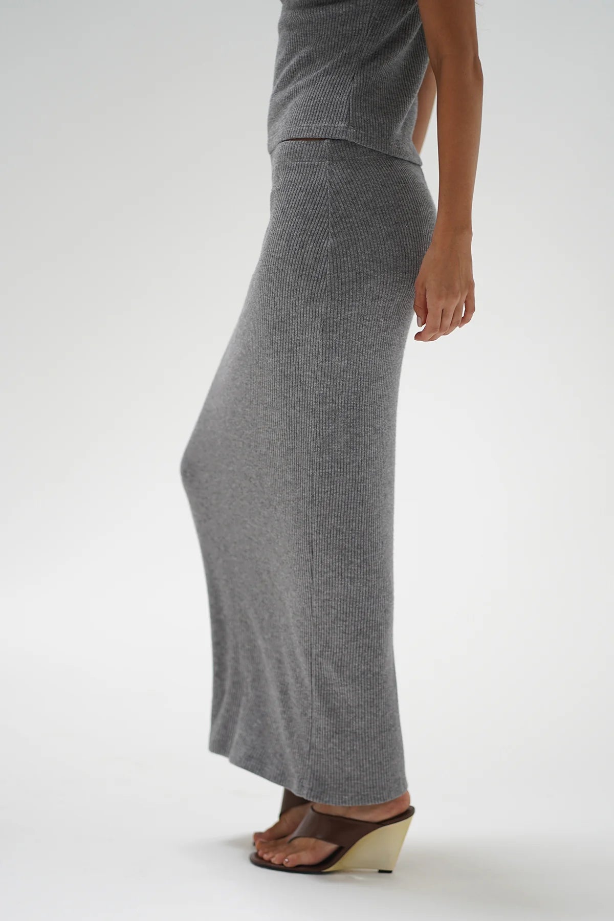 SOPH COLUMN SKIRT - SILVER GREY