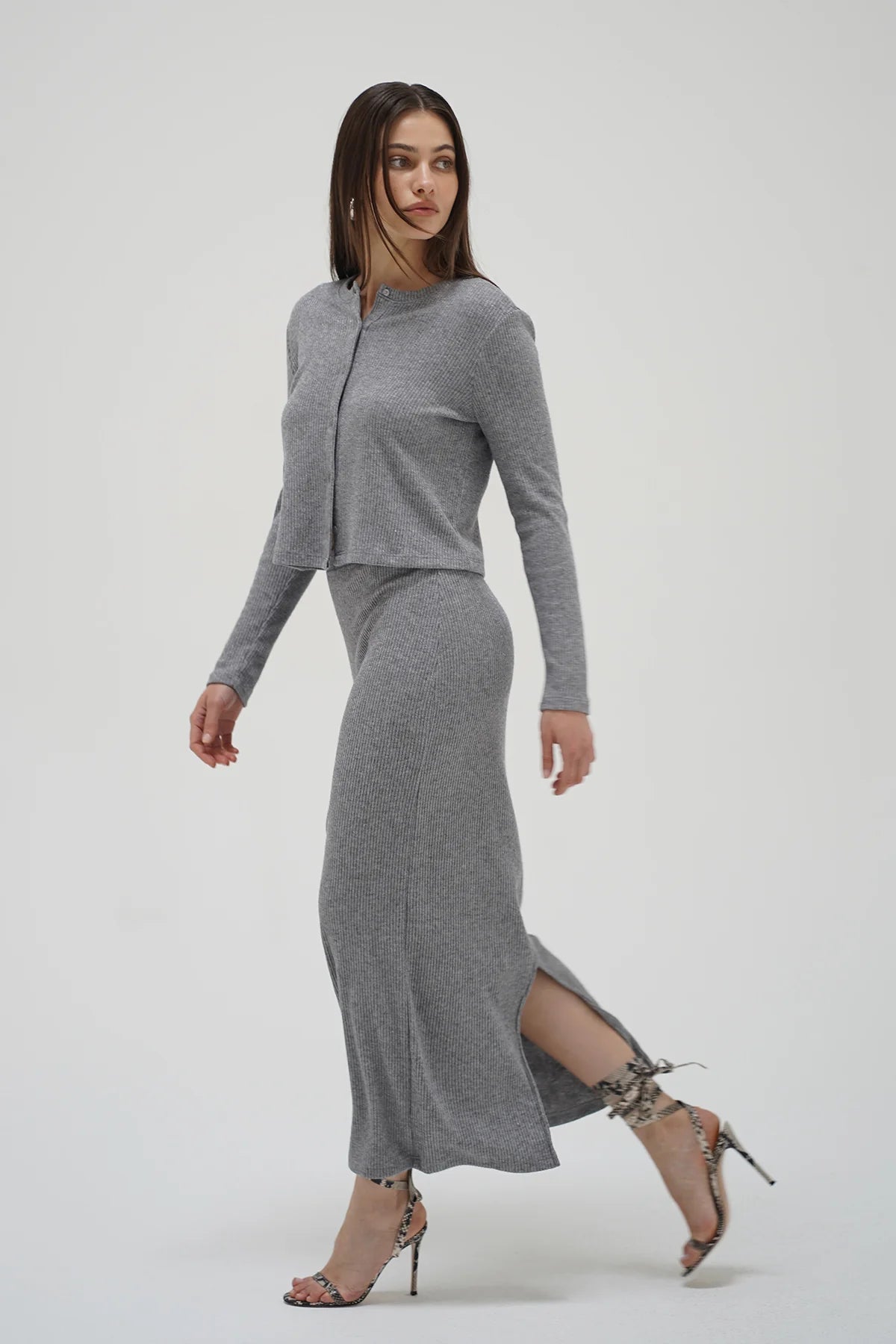 SOPH COLUMN SKIRT - SILVER GREY