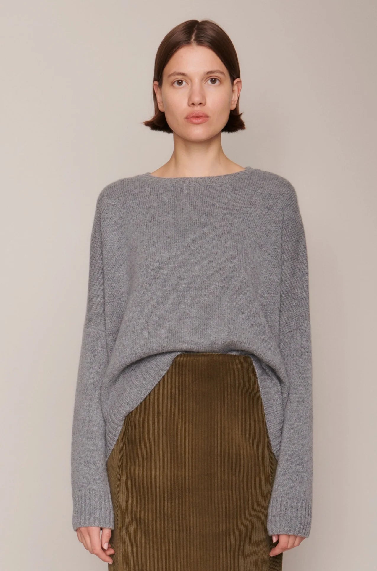 WIDE PULLOVER SWEATER - HEATHER GREY