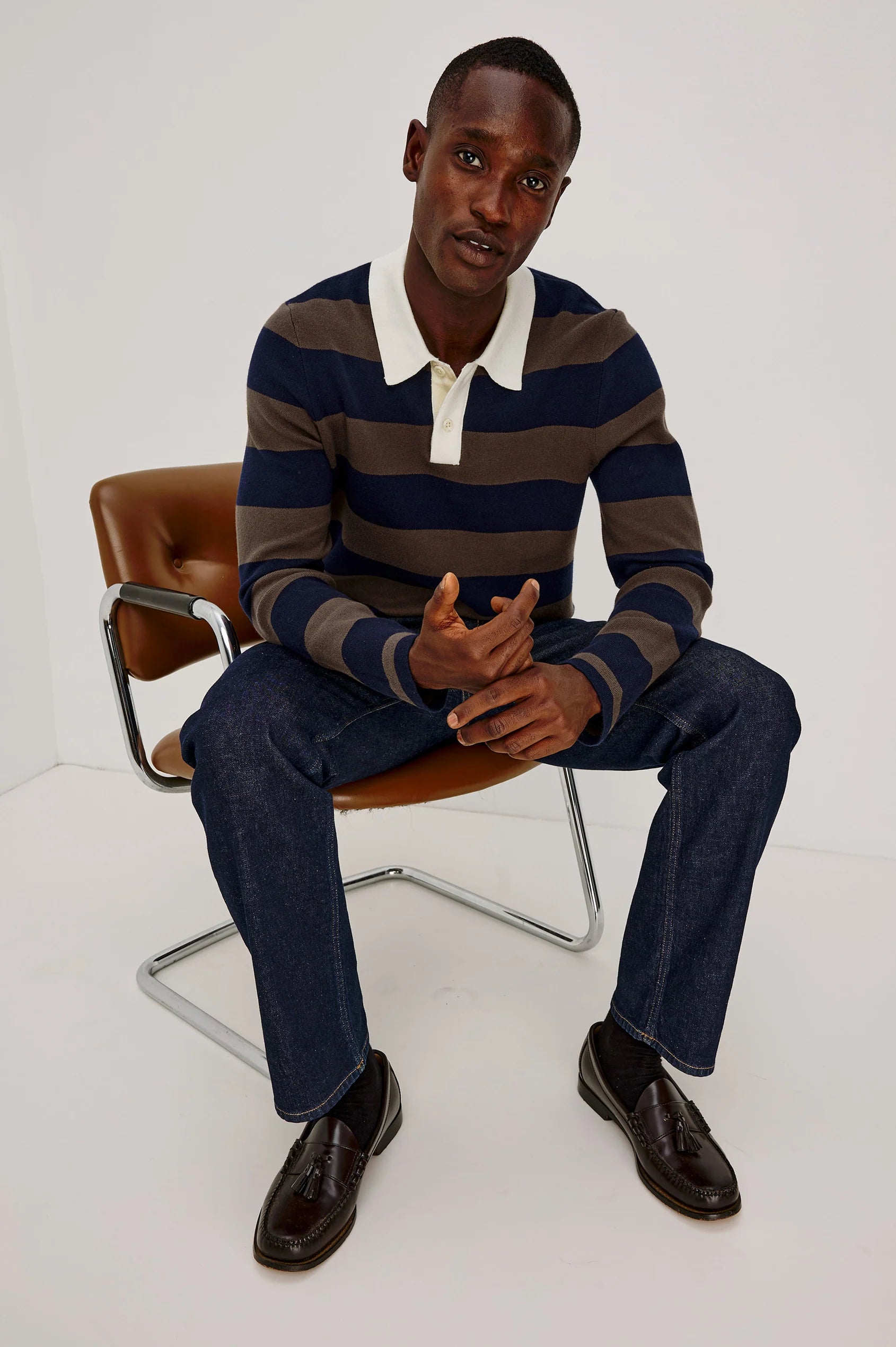 LUTHER RUGBY - NAVY CAROB STRIPE