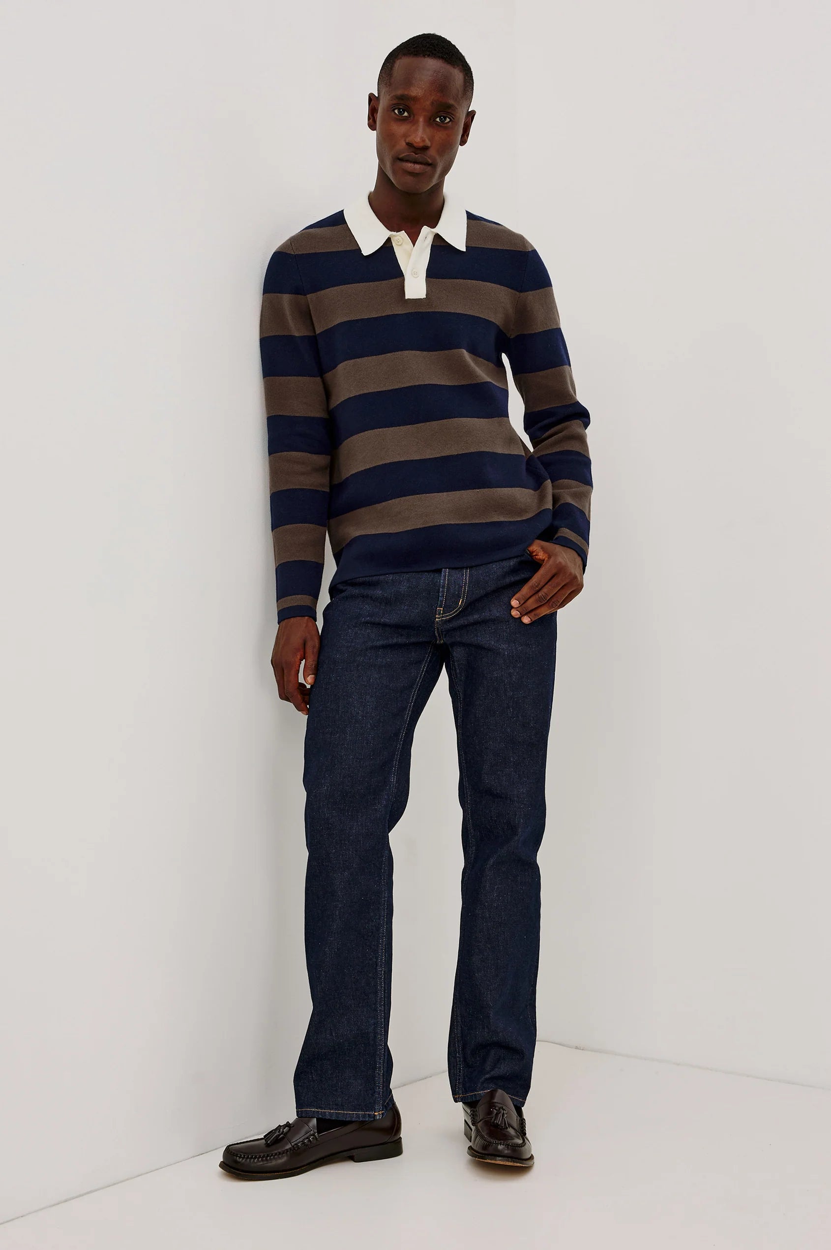 LUTHER RUGBY - NAVY CAROB STRIPE