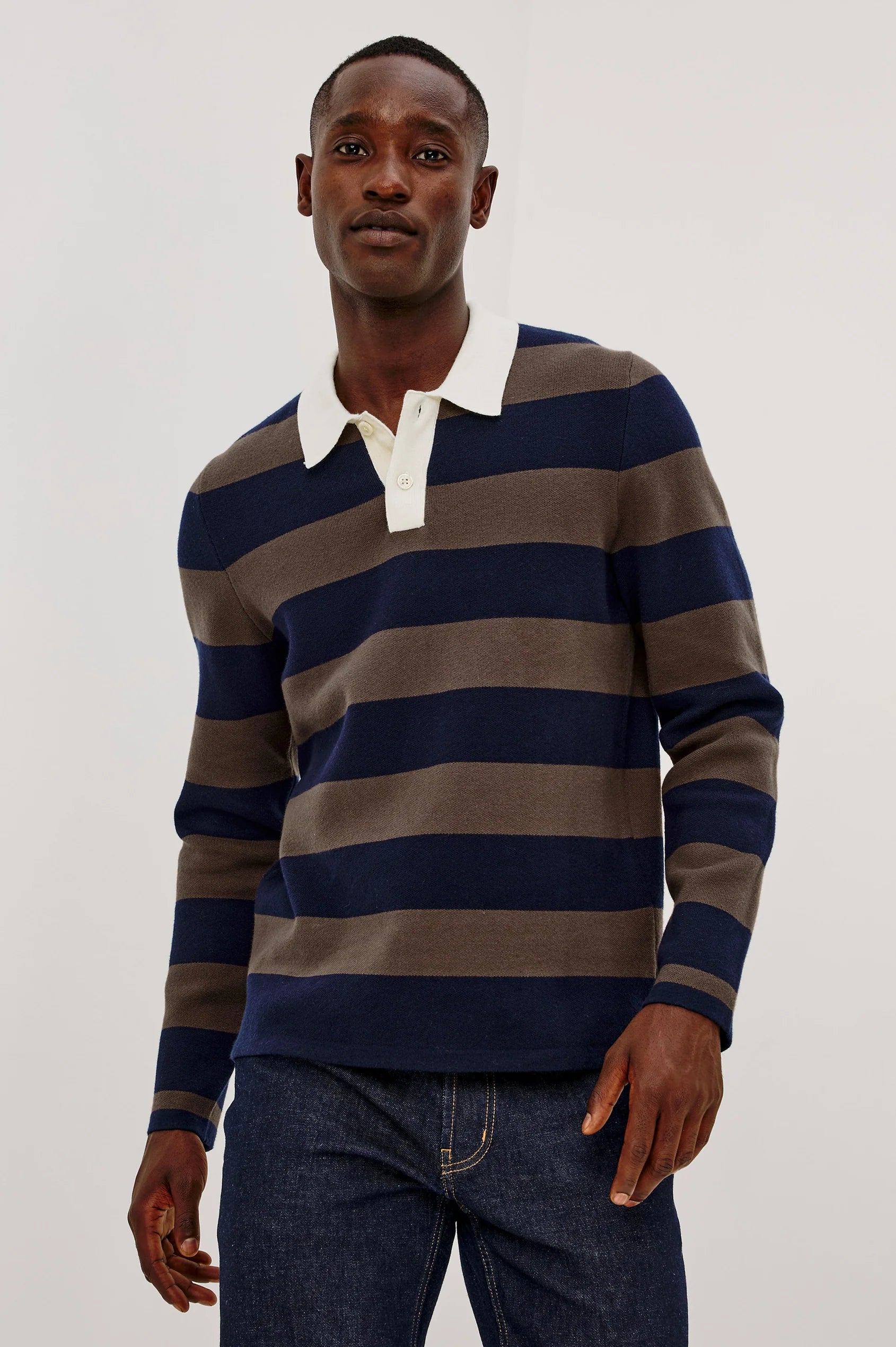 LUTHER RUGBY - NAVY CAROB STRIPE