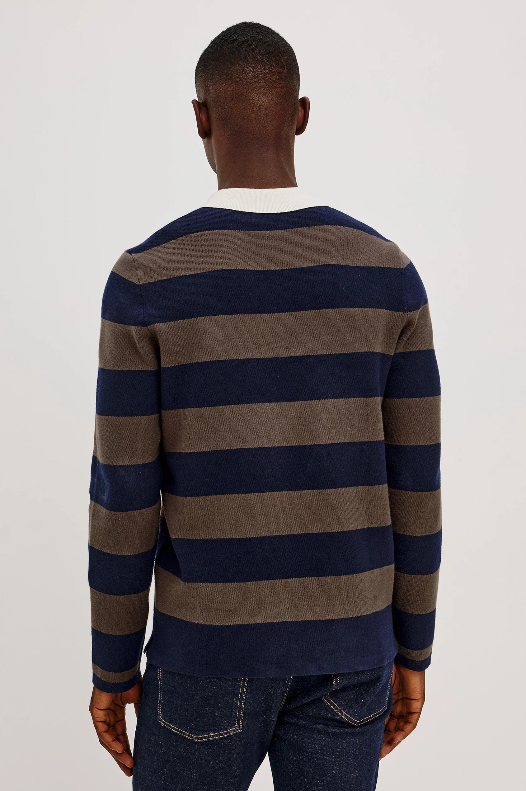 LUTHER RUGBY - NAVY CAROB STRIPE