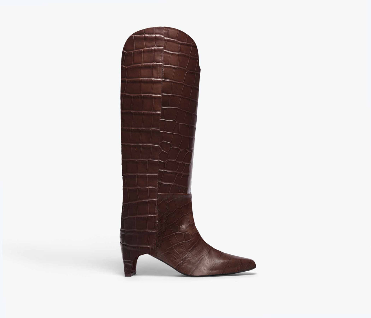 LENNOX CROC EMBOSSED TALL BOOT - WOOD