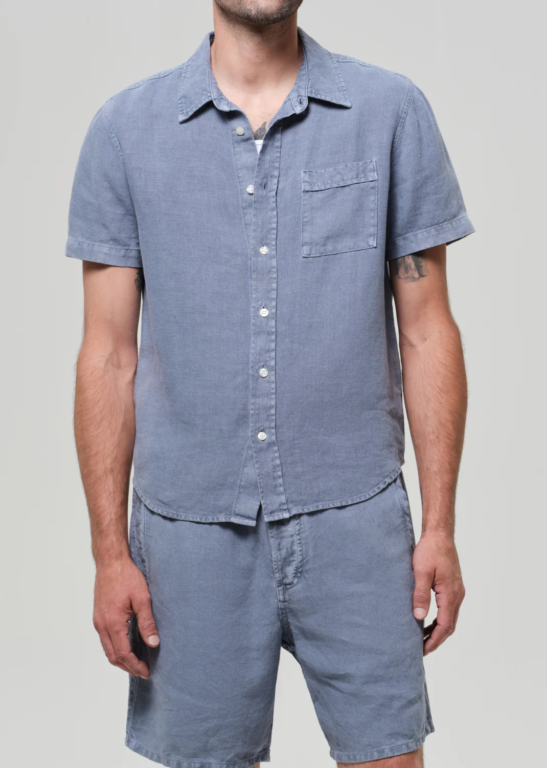 S/S CAIRO POCKET SHIRT - STONE BLUE