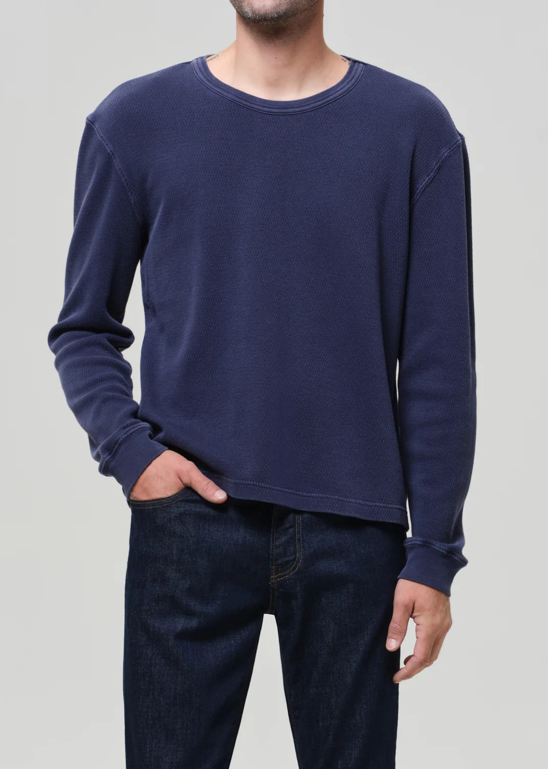 WAFFLE CREWNECK - VINTAGE NAVY