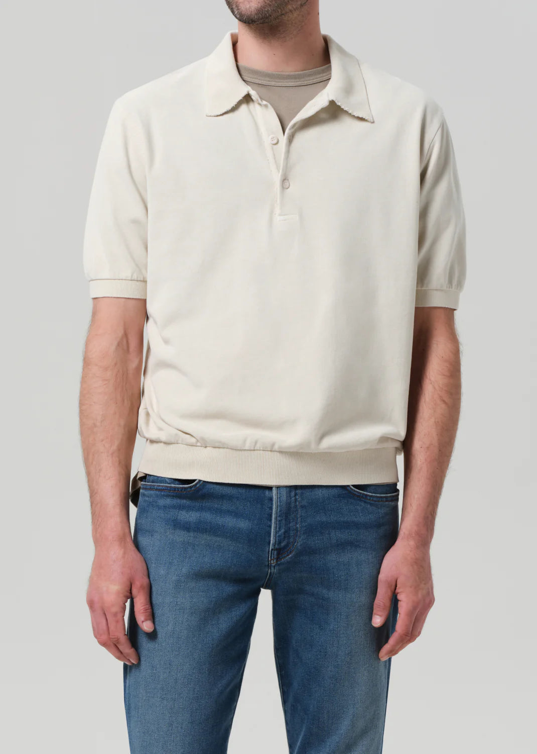 BANDED POLO - ECRU
