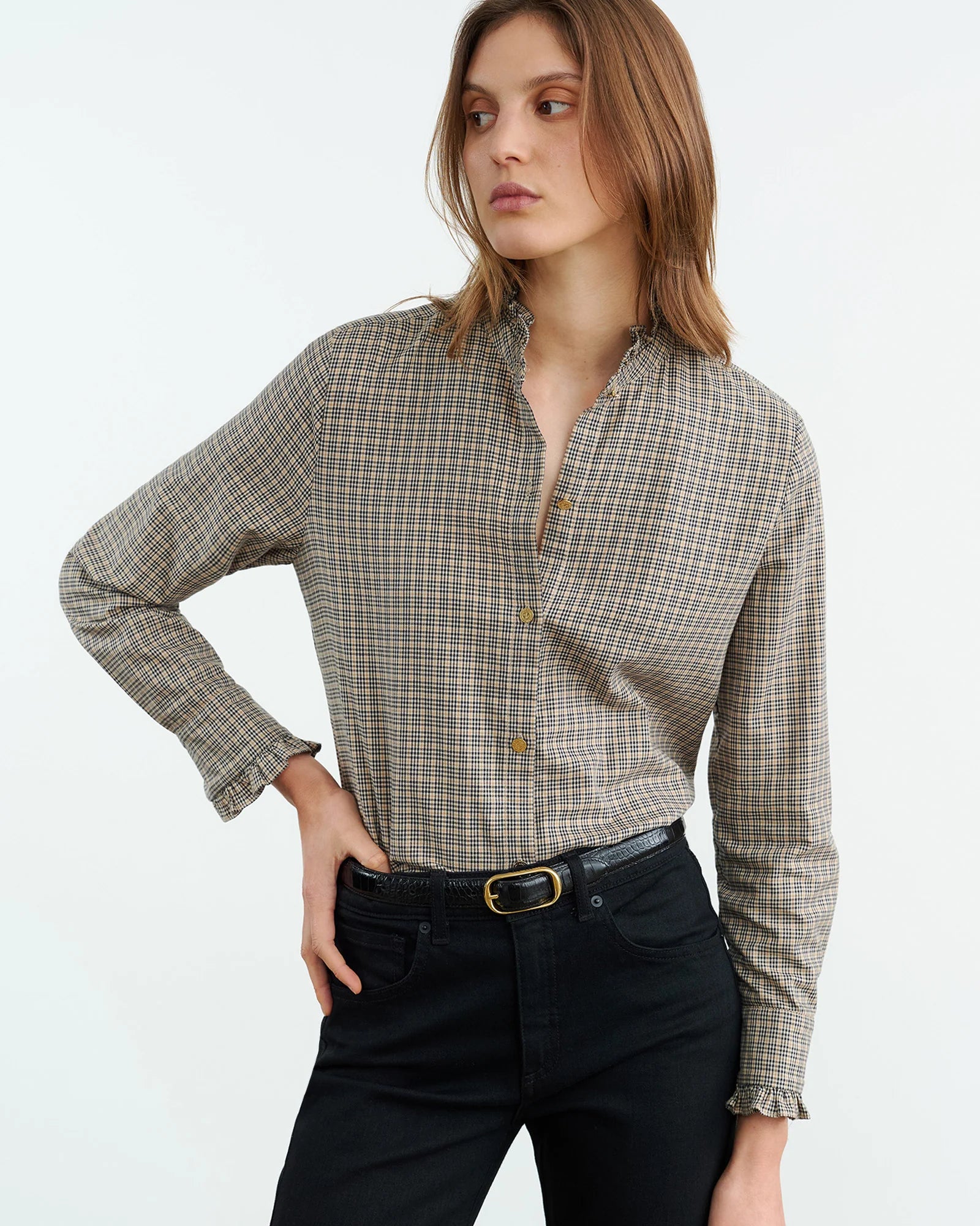 LYDIA SHIRT - HONEY CHECK