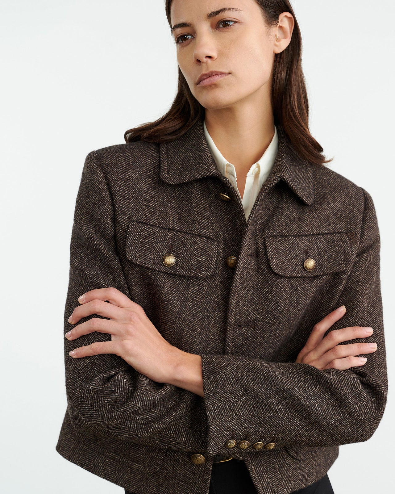 PAOLO TWEED JACKET - BARK HERRINGBON