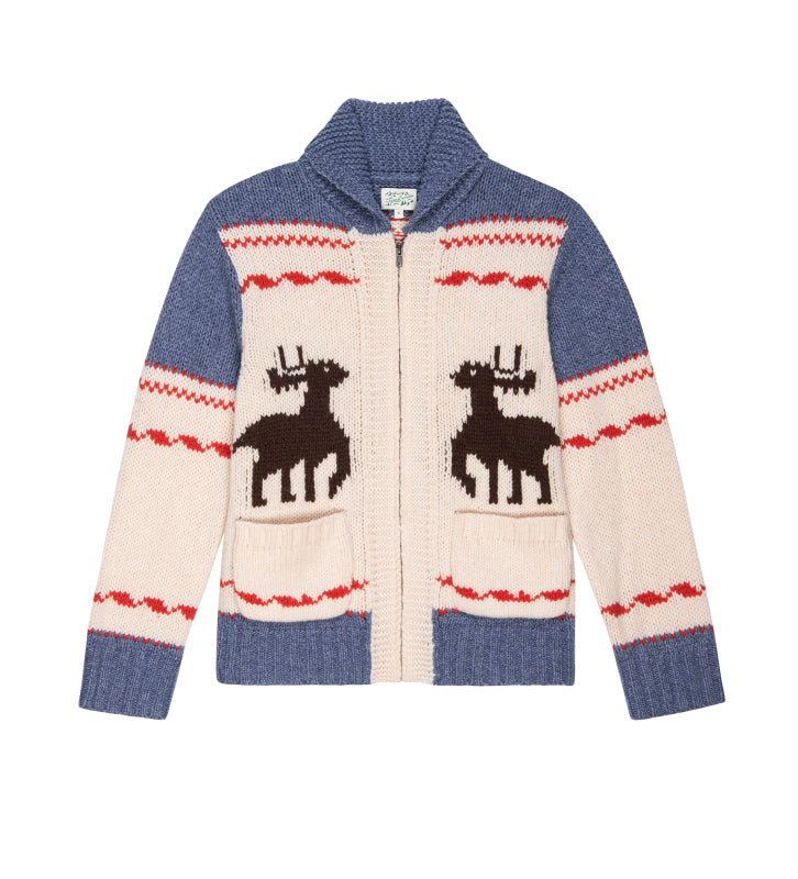 THE SHAWL COLLAR FULL ZIP SWEATER - MOOSE TRACK