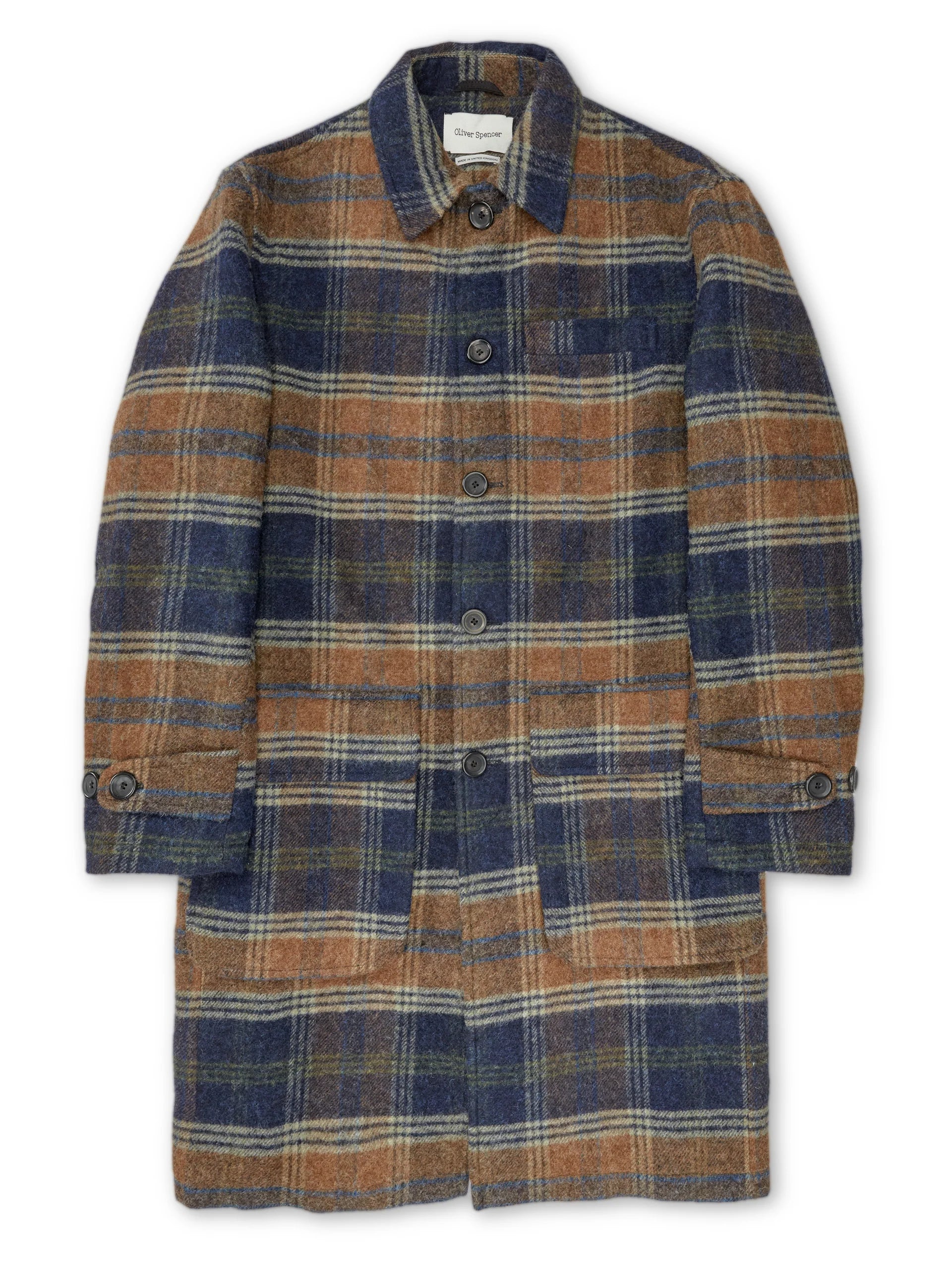 Grandpa Coat Navy Ginger Check 44