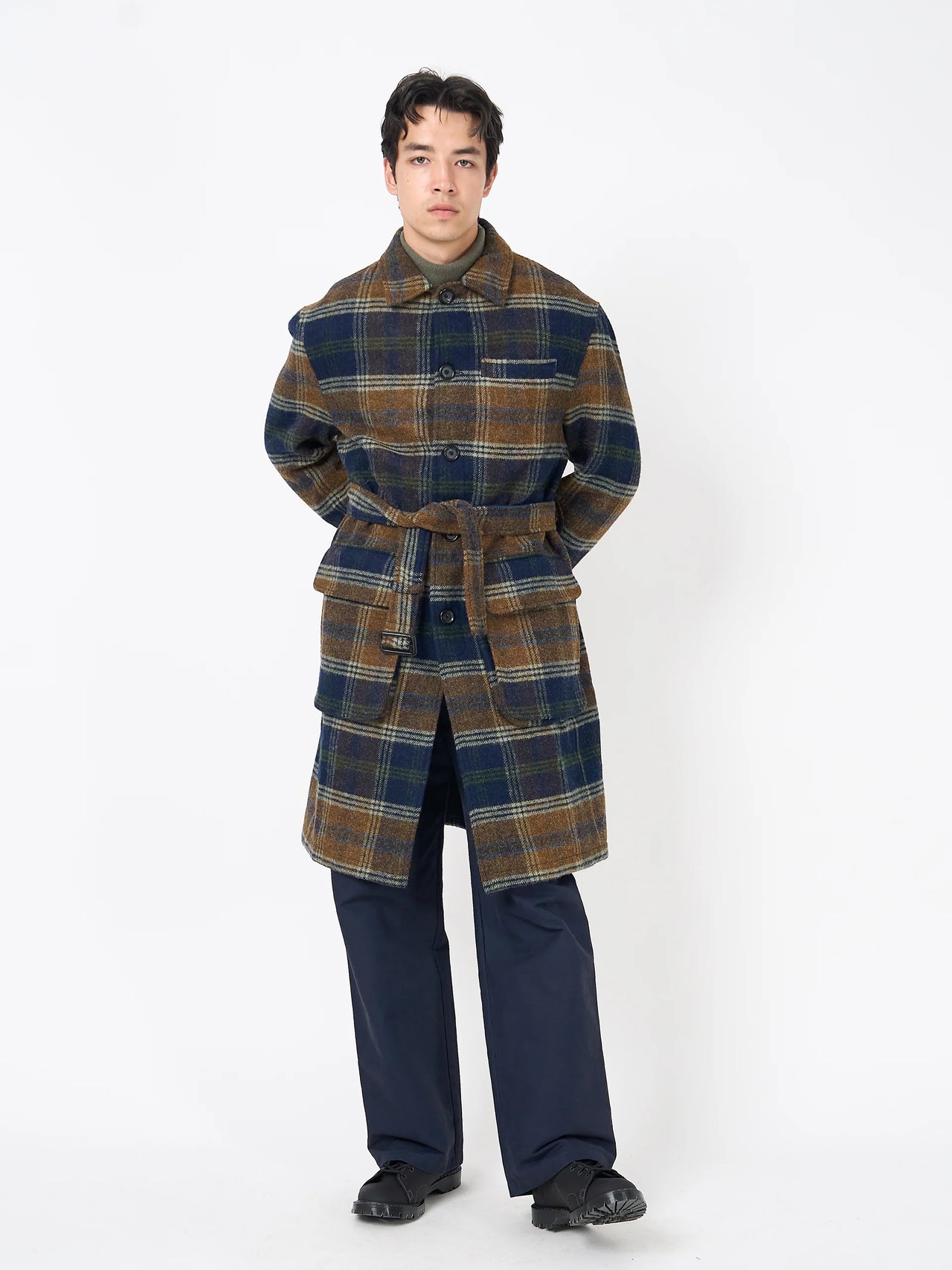 GRANDPA COAT - NAVY/GINGER CHECK