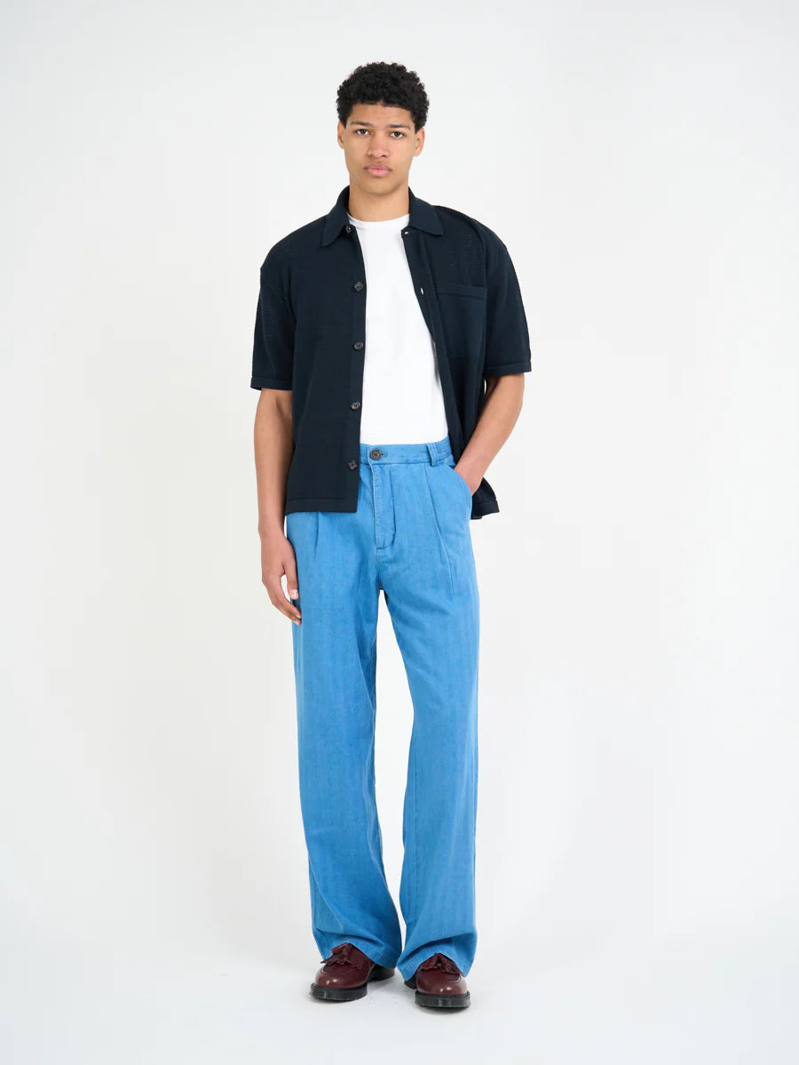 S/S MAWES KNITTED SHIRT - NAVY