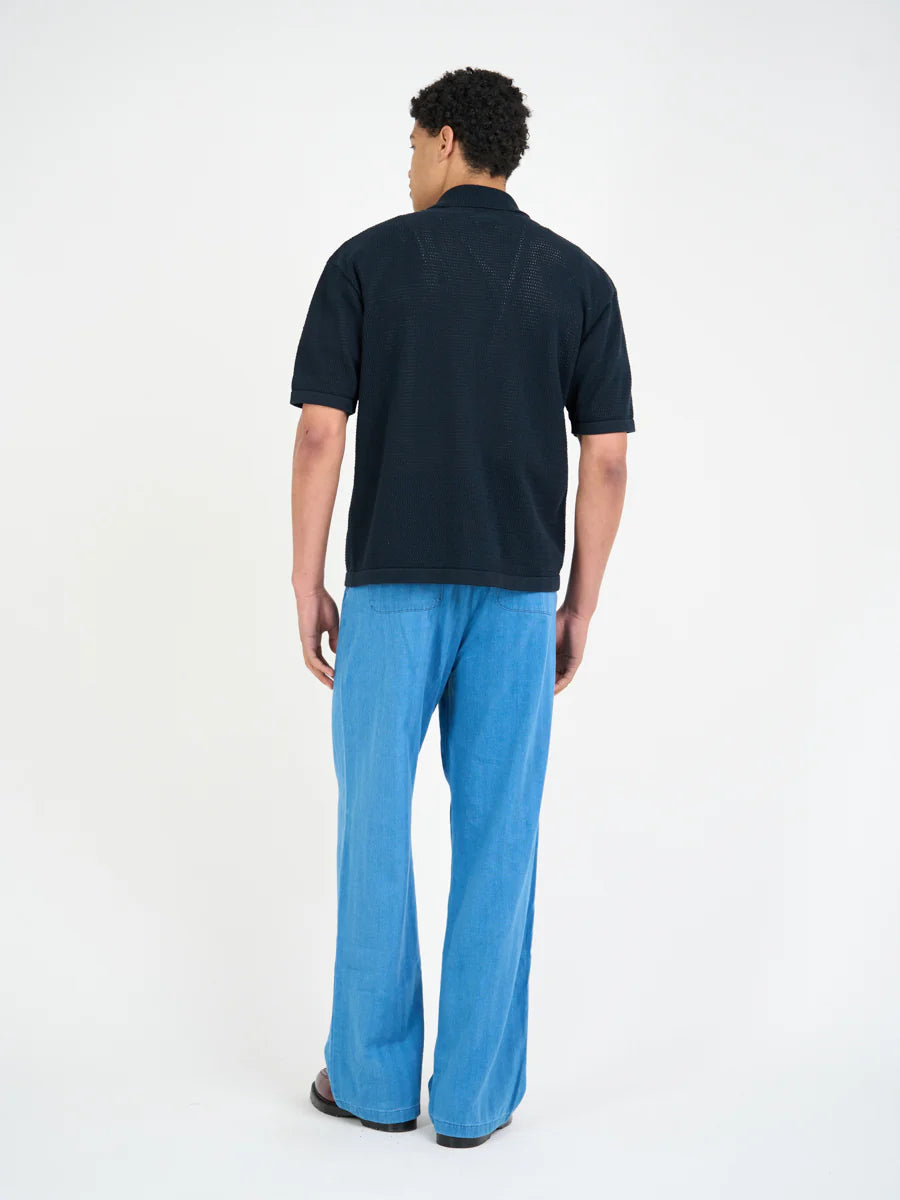 S/S MAWES KNITTED SHIRT - NAVY