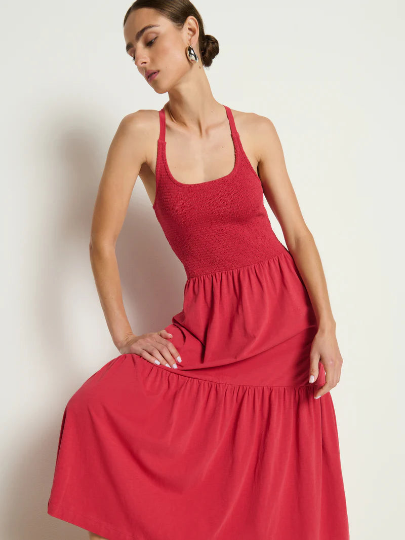 PENELOPE CROSSBACK MIDI - HEARTBEAT RED
