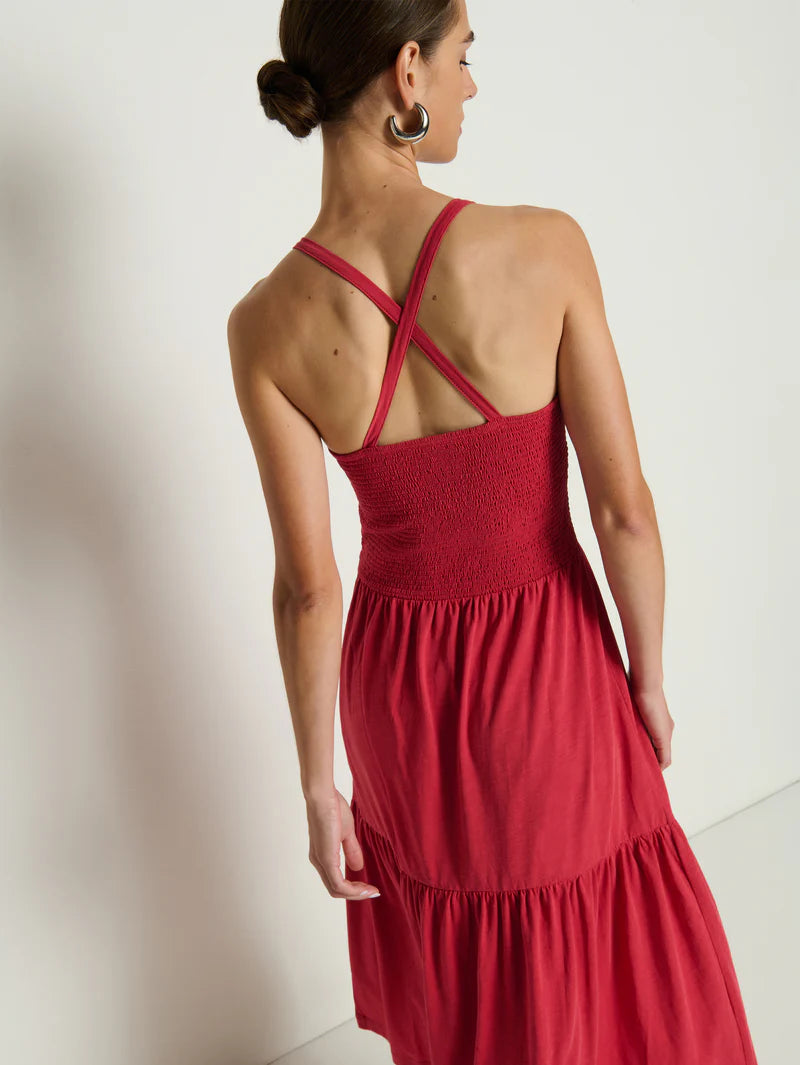 PENELOPE CROSSBACK MIDI - HEARTBEAT RED