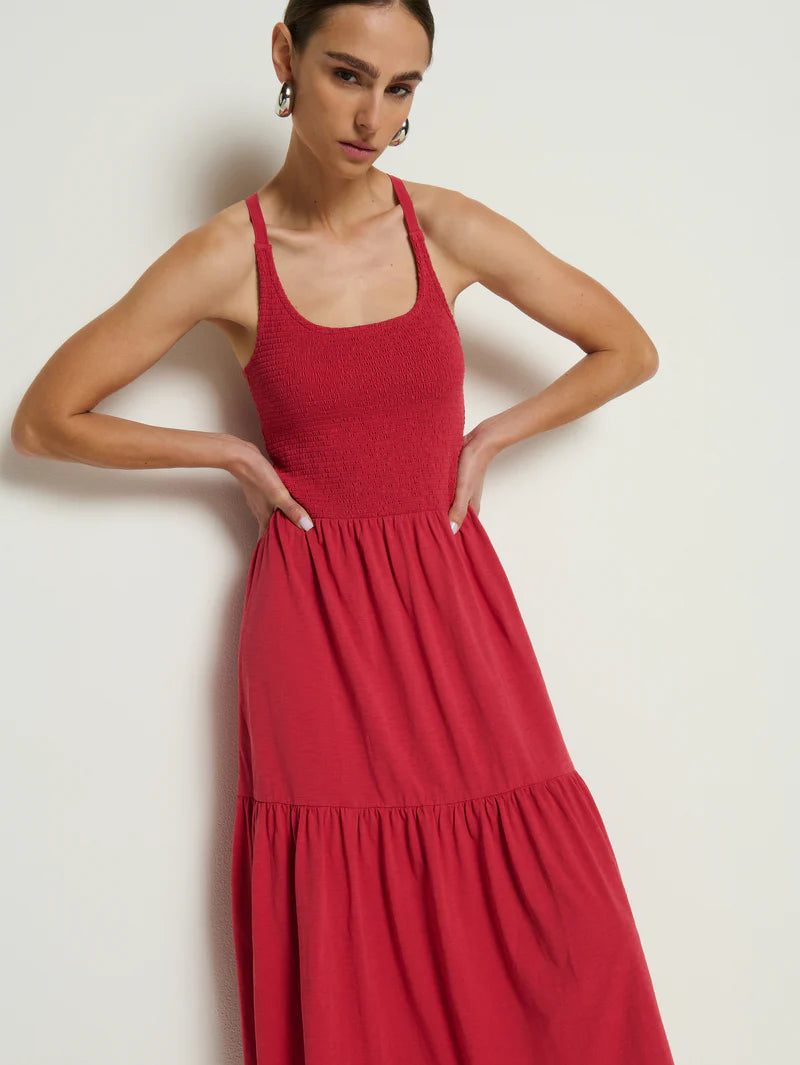 PENELOPE CROSSBACK MIDI - HEARTBEAT RED