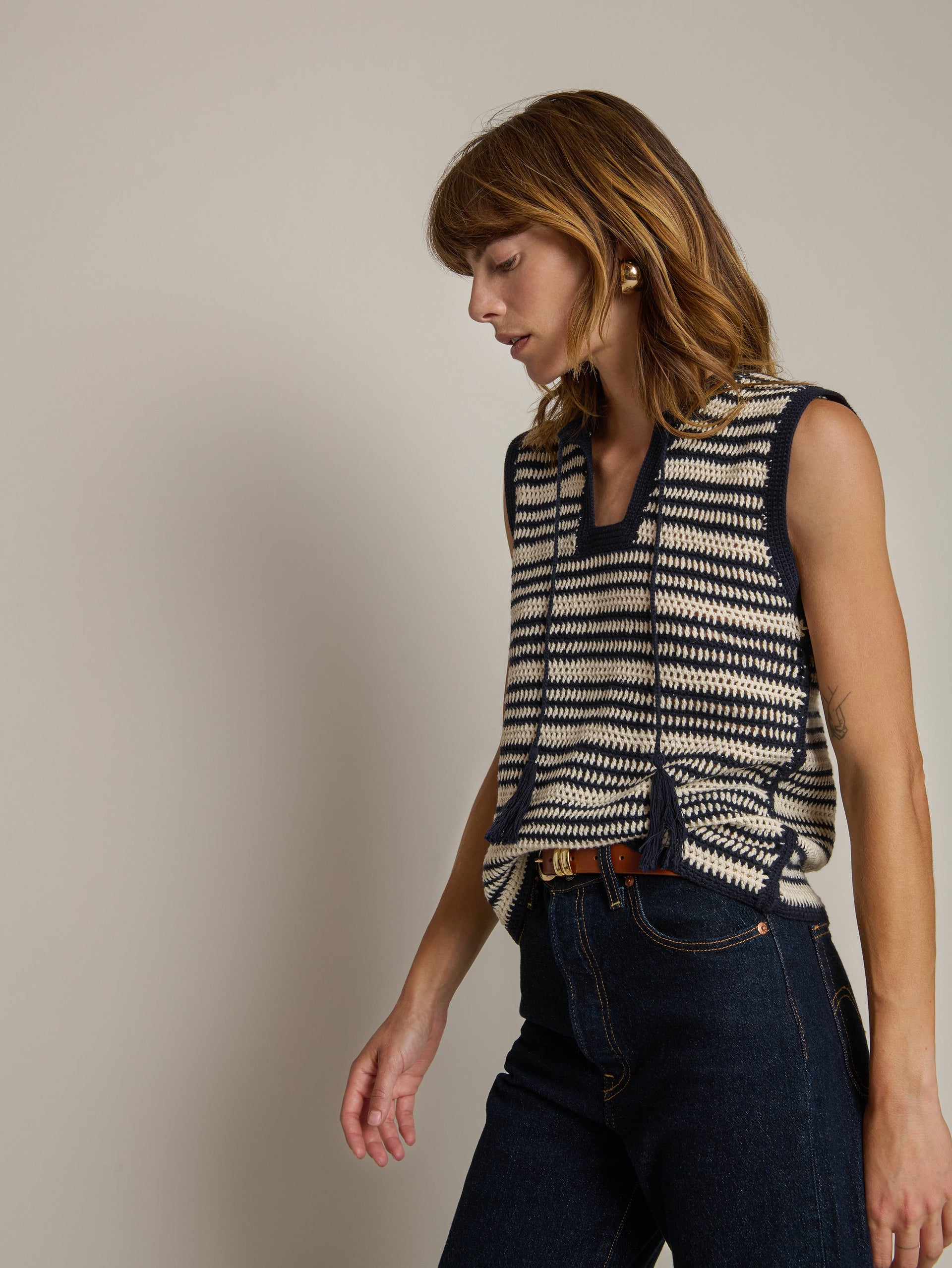 PRISCILLA CROCHET TANK - STRIPE