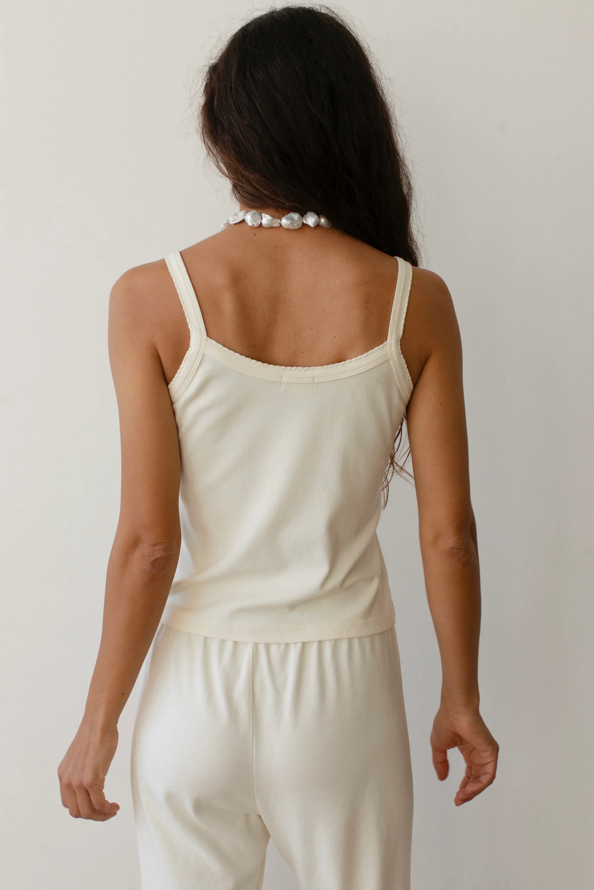 BABY RIB SCALLOP TANK - CREME