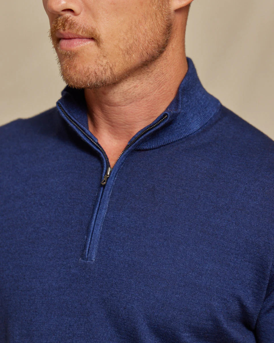 THE ARCHER L/S 1/4 ZIP SWEATER - NAVY