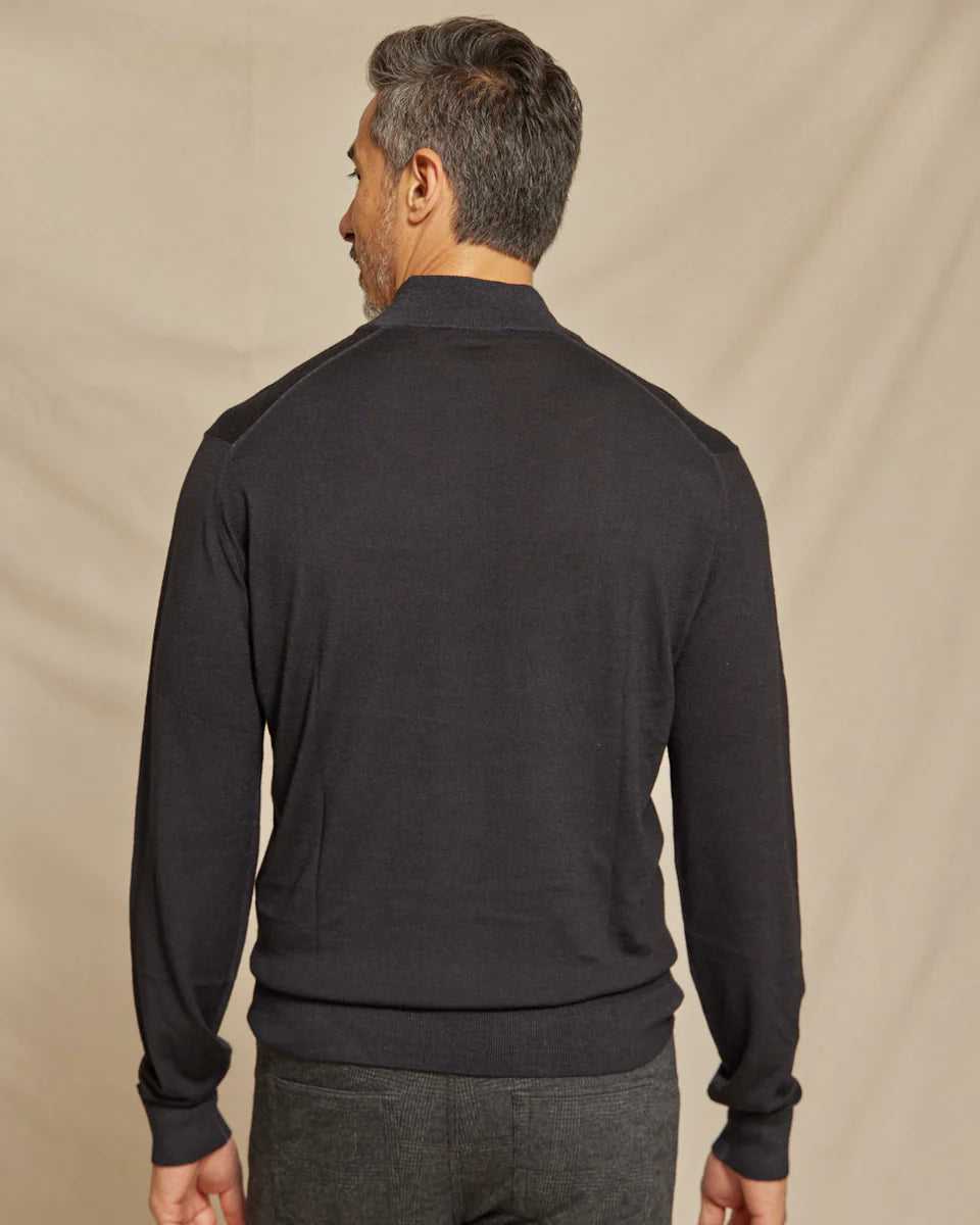 THE ARCHER L/S 1/4 ZIP SWEATER - BLACK