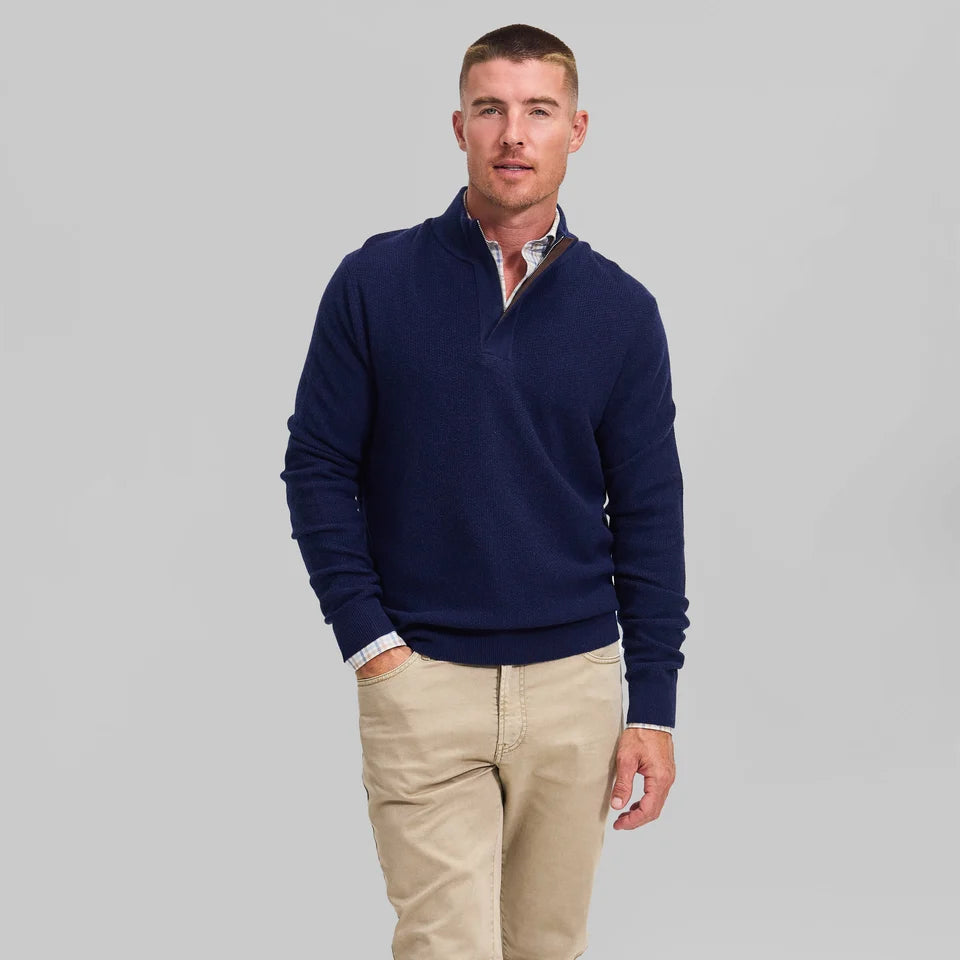 THE EDMOND 1/4 ZIP SWEATER - NAVY