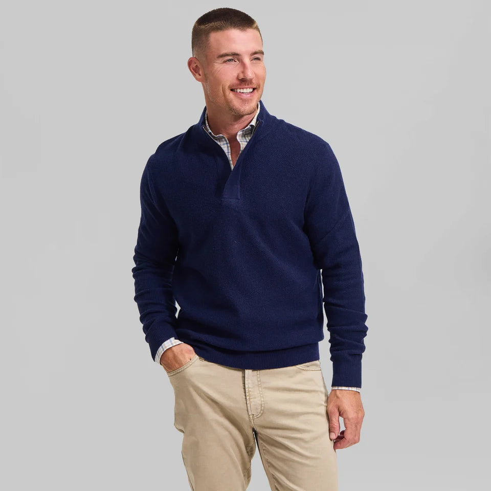THE EDMOND 1/4 ZIP SWEATER - NAVY