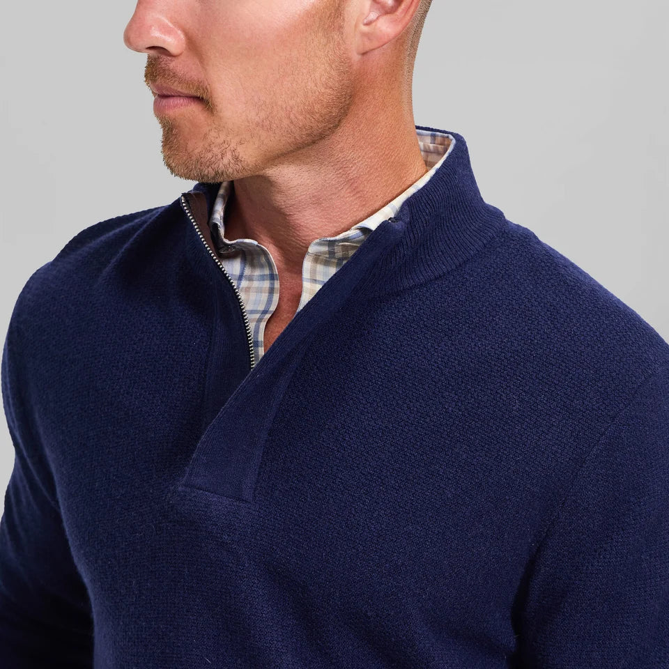 THE EDMOND 1/4 ZIP SWEATER - NAVY