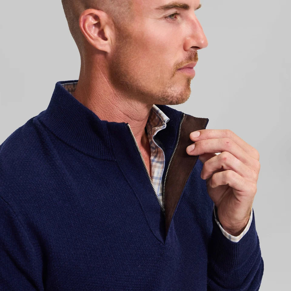 THE EDMOND 1/4 ZIP SWEATER - NAVY