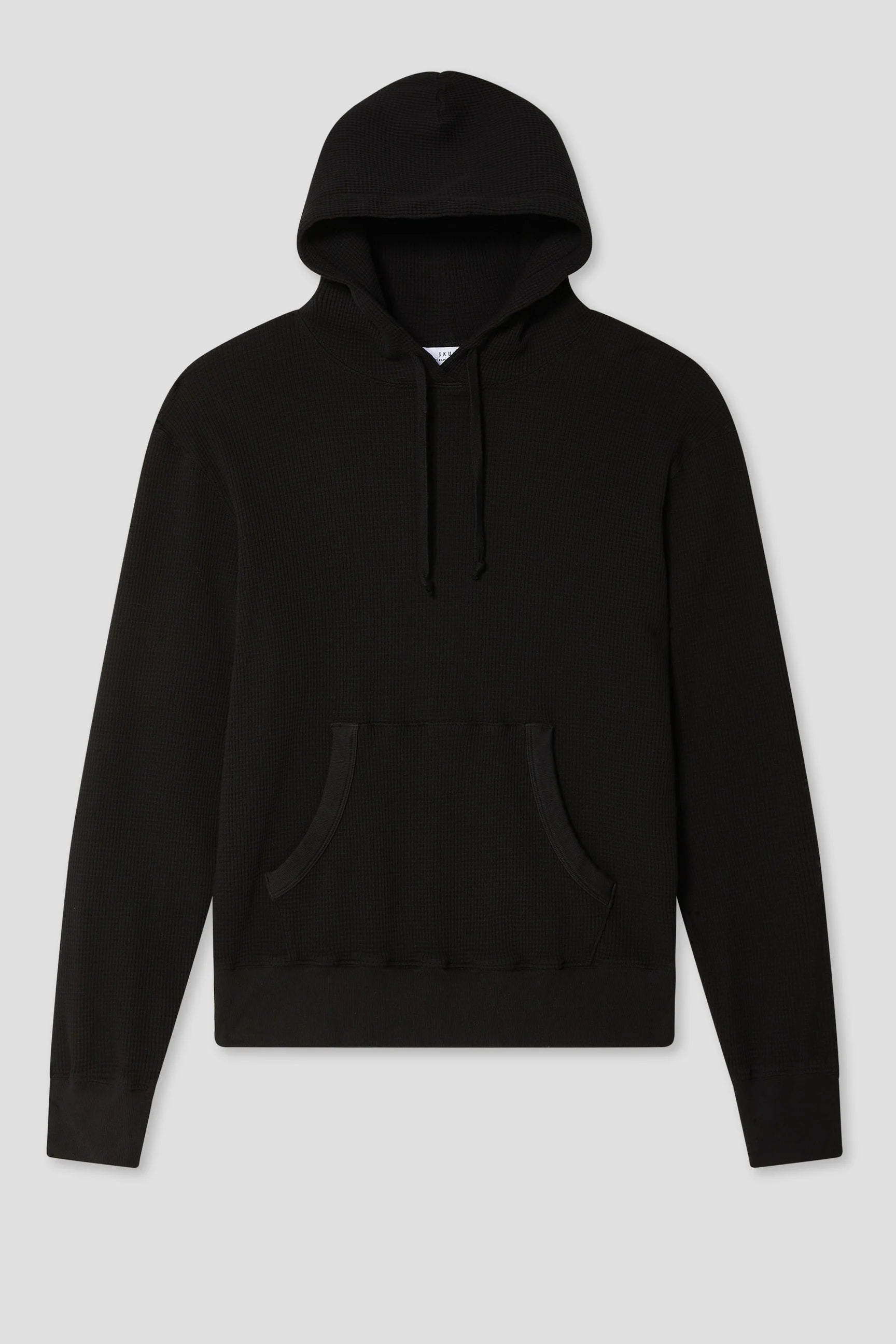 WAFFLE PULLOVER HOODIE - BLACK