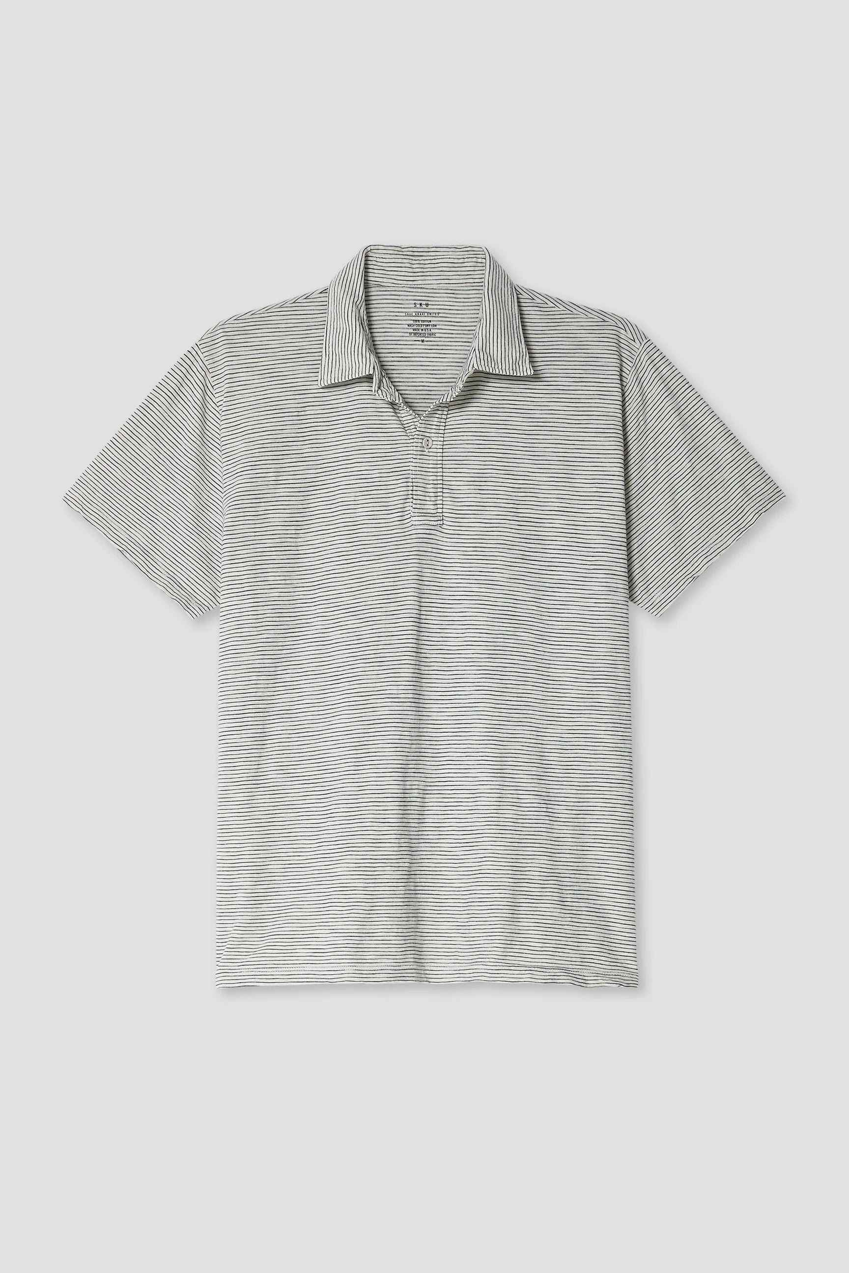 STRIPE S/S POLO - ASH
