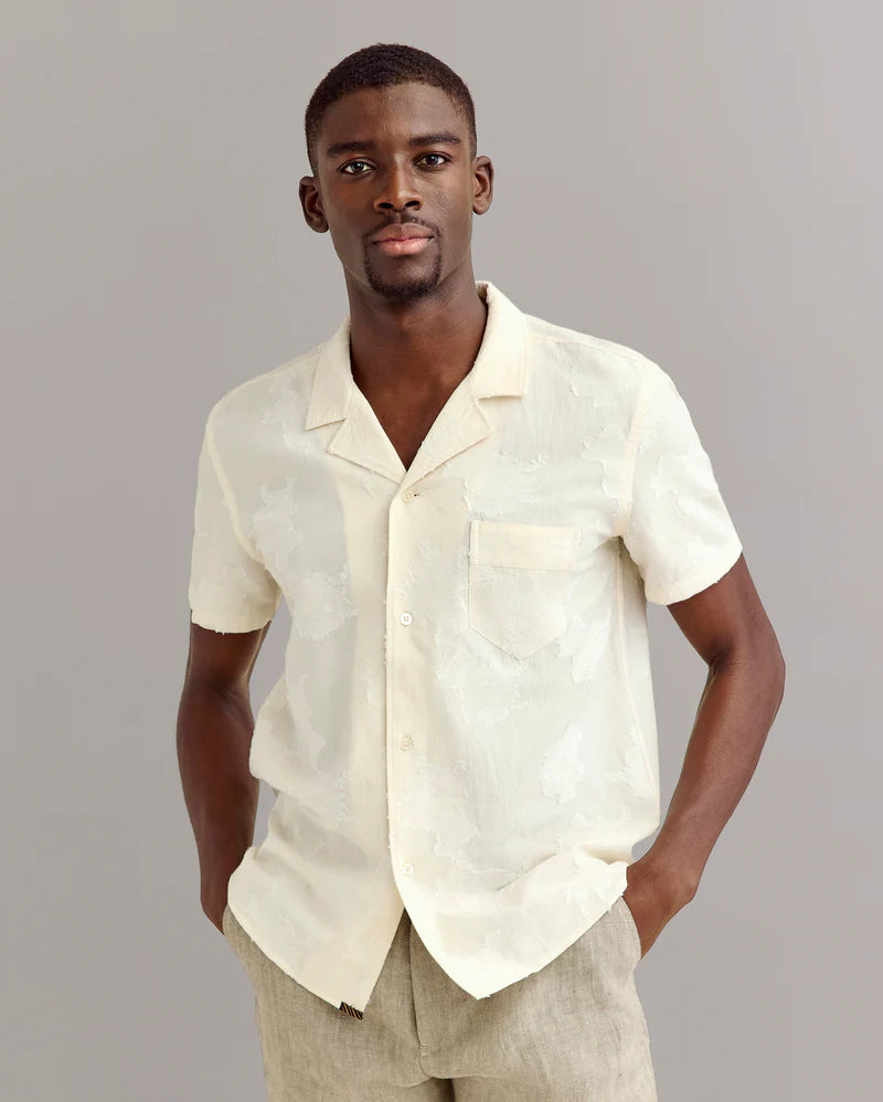 S/S FLORAL JACQUARD SHIRT - IVORY