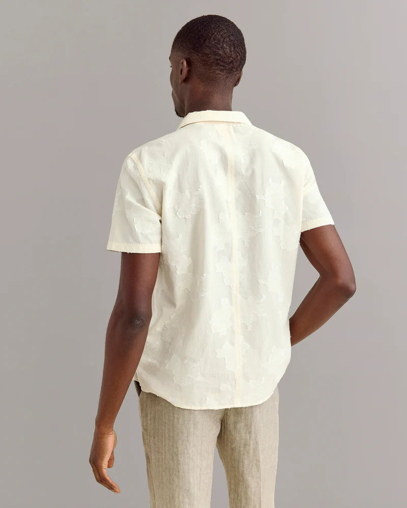 S/S FLORAL JACQUARD SHIRT - IVORY